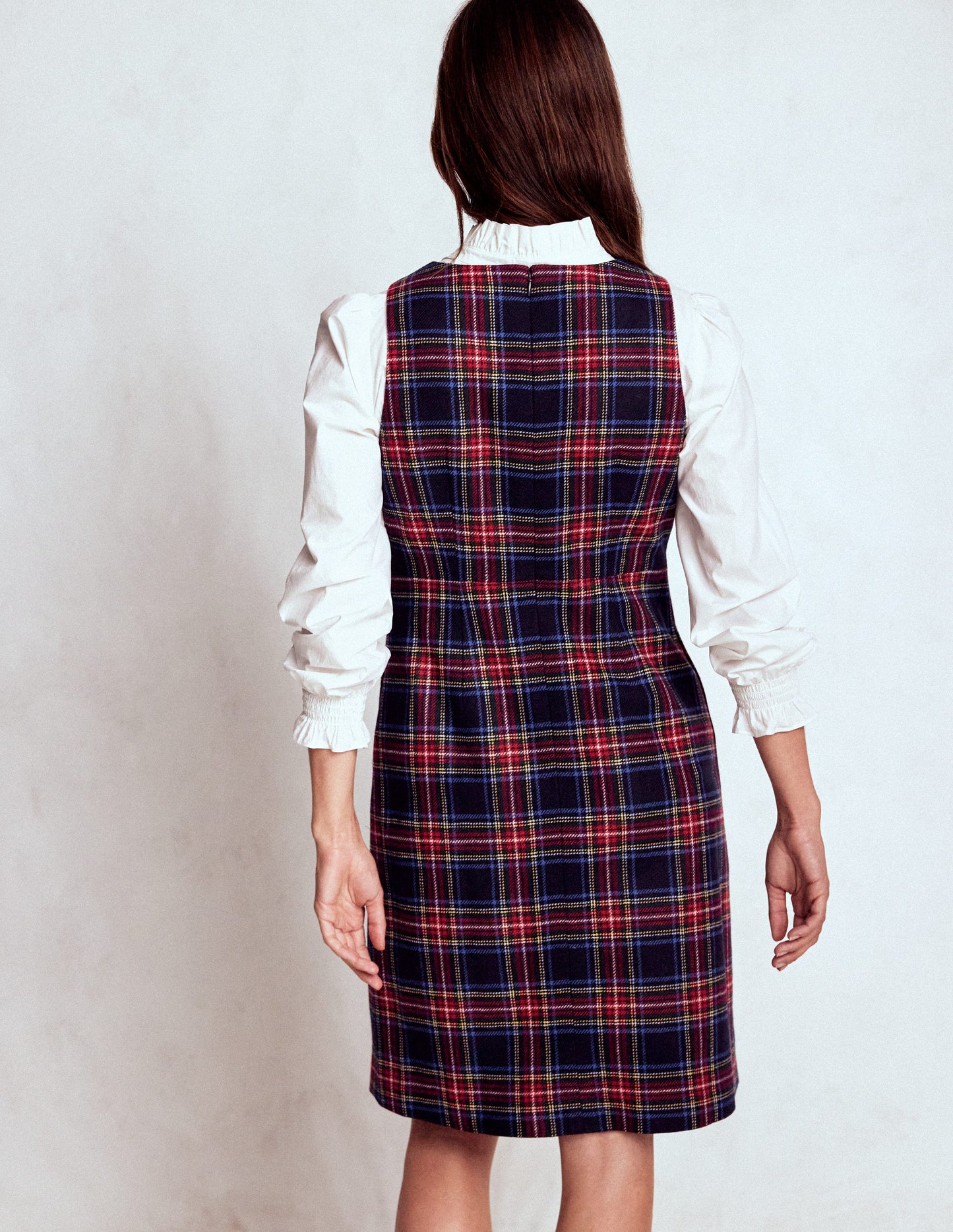 Annie Check Shift Dress-Navy, Green and Red Check