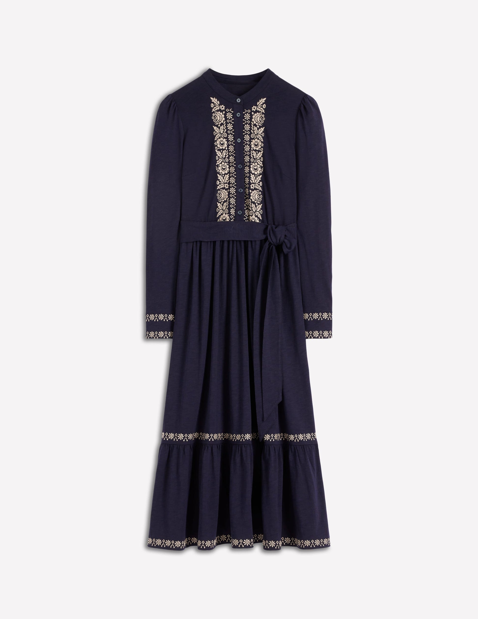 Edwina Jersey Shirt Dress-Navy-7