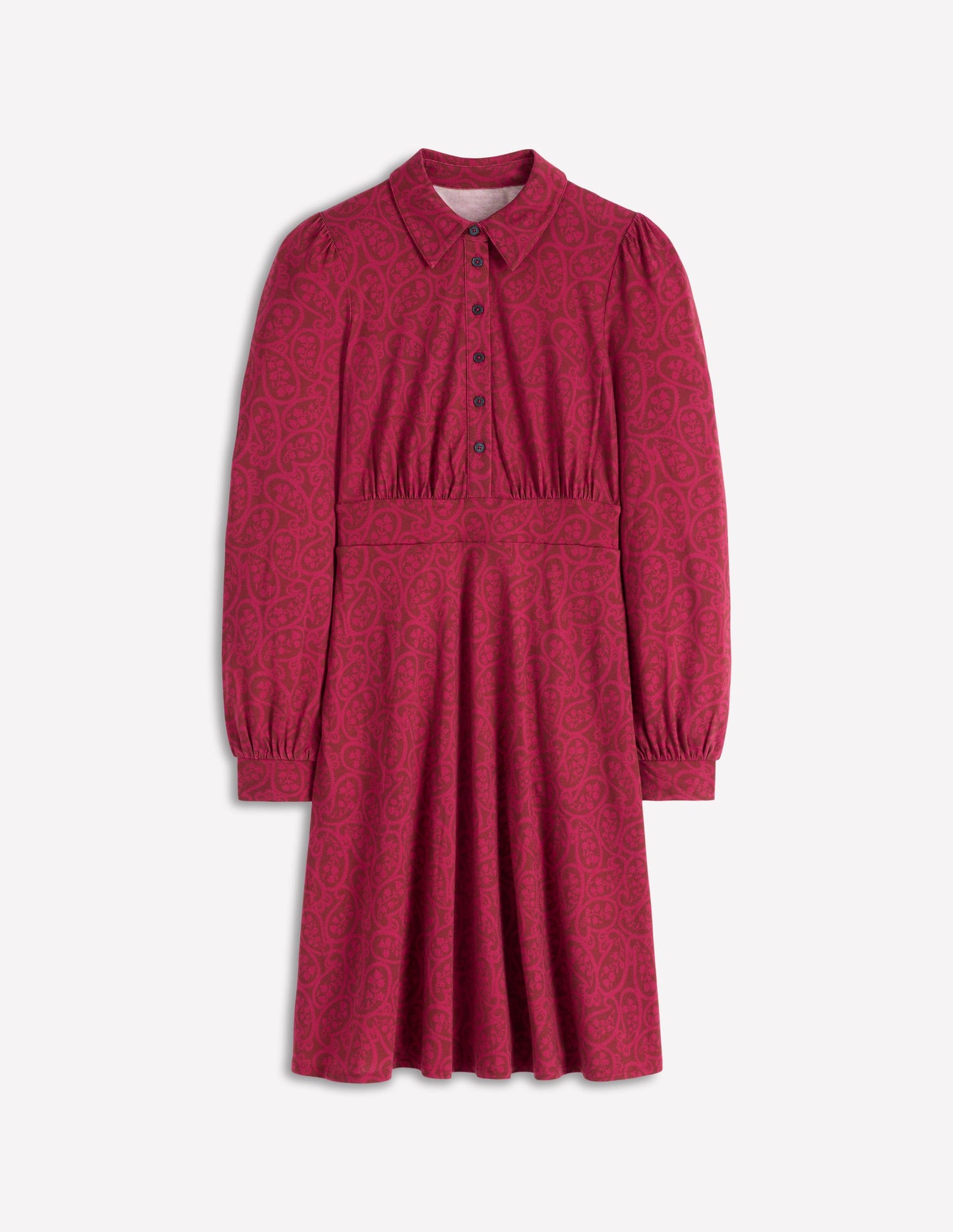 Orla Short Jersey Shirt Dress-Chestnut, Blossomy Paisley