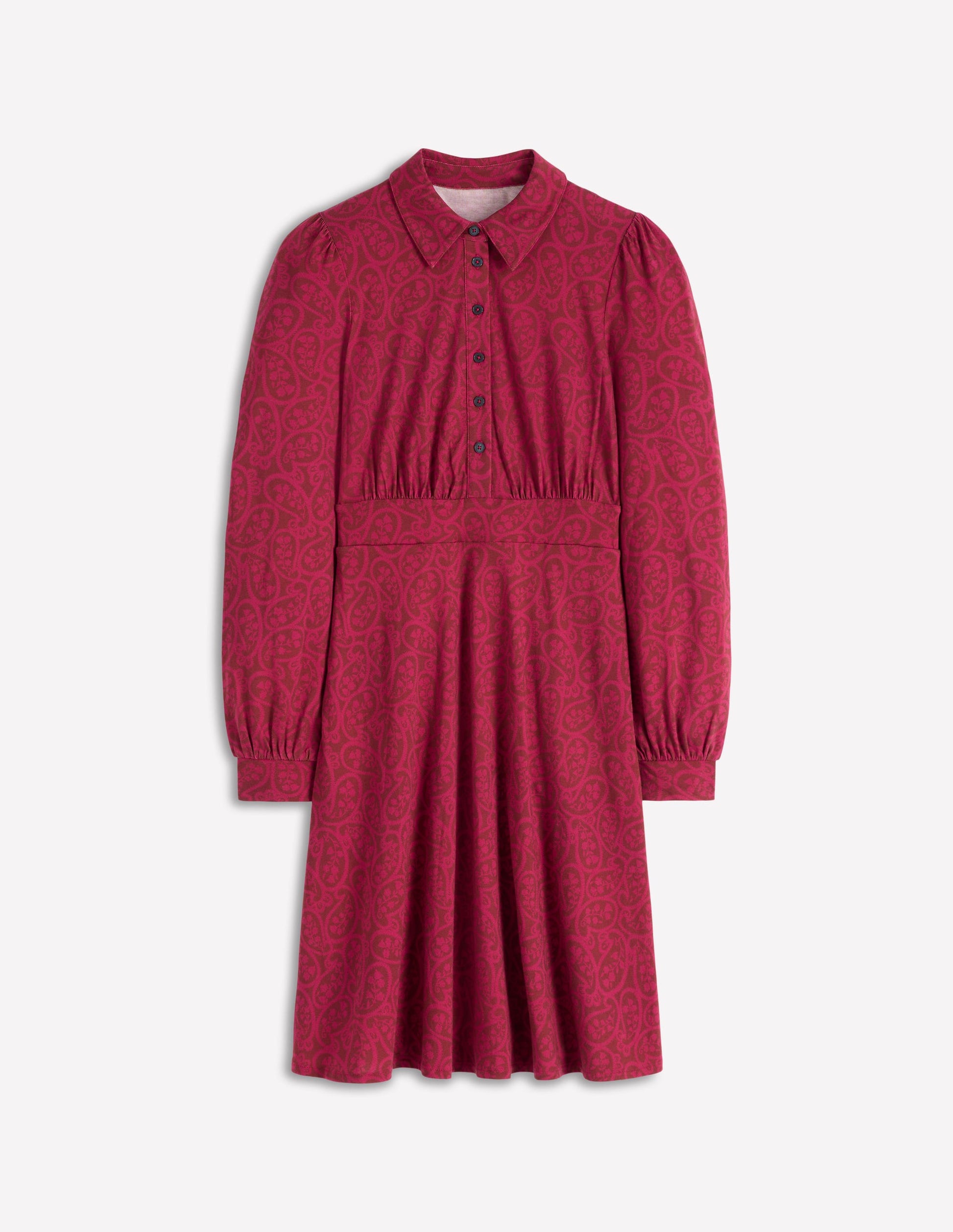 Orla Short Jersey Shirt Dress-Chestnut, Blossomy Paisley-5