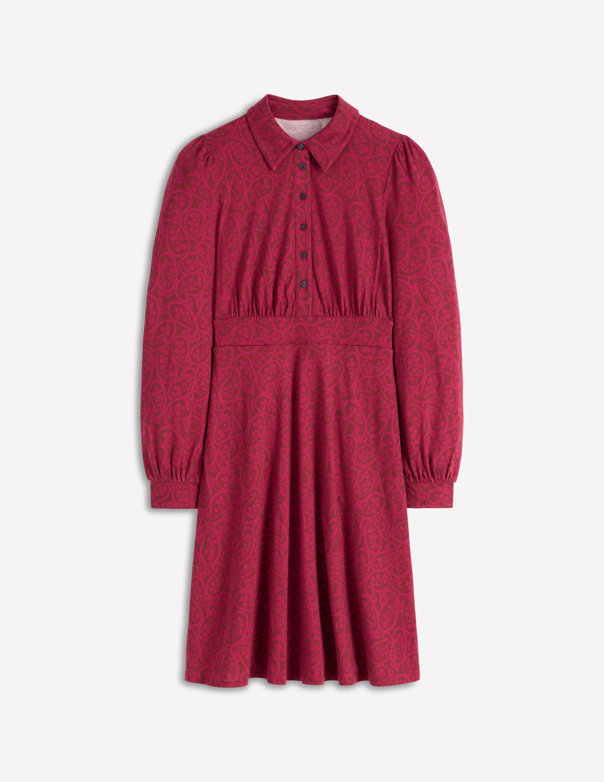 Orla Short Jersey Shirt Dress-Chestnut, Blossomy Paisley - Image 5