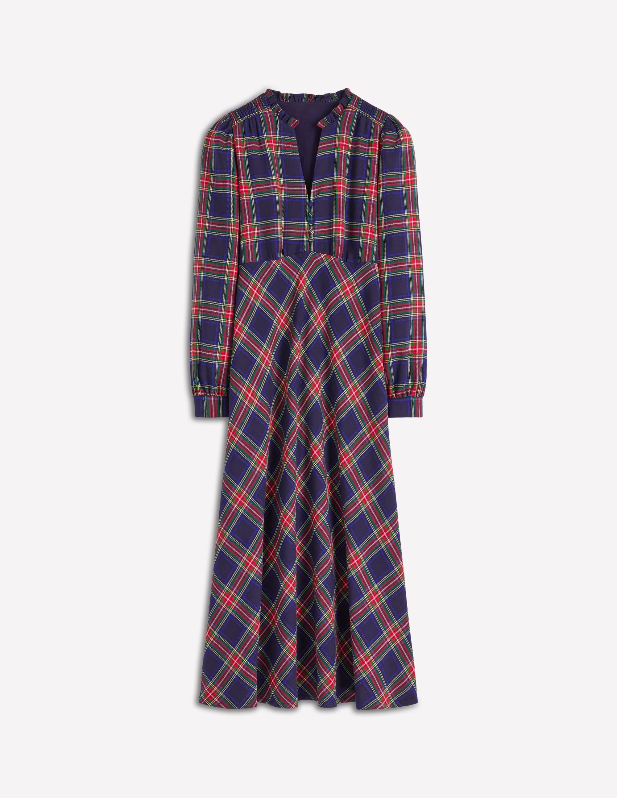 Cassie Check Tea Dress-Navy, Green and Red Check - Image 6