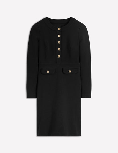 Lavinia Button Shift Dress-Black-6