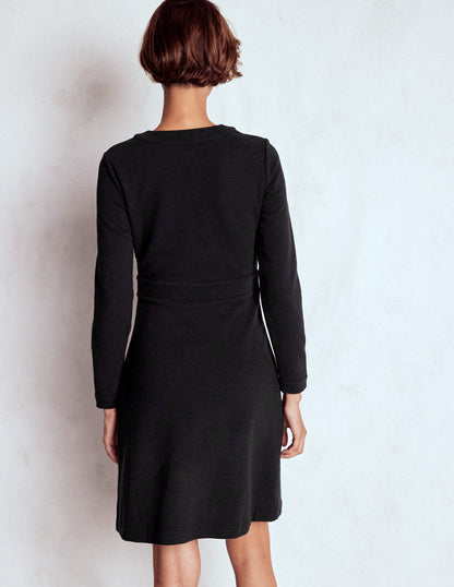 Lavinia Button Shift Dress-Black-3