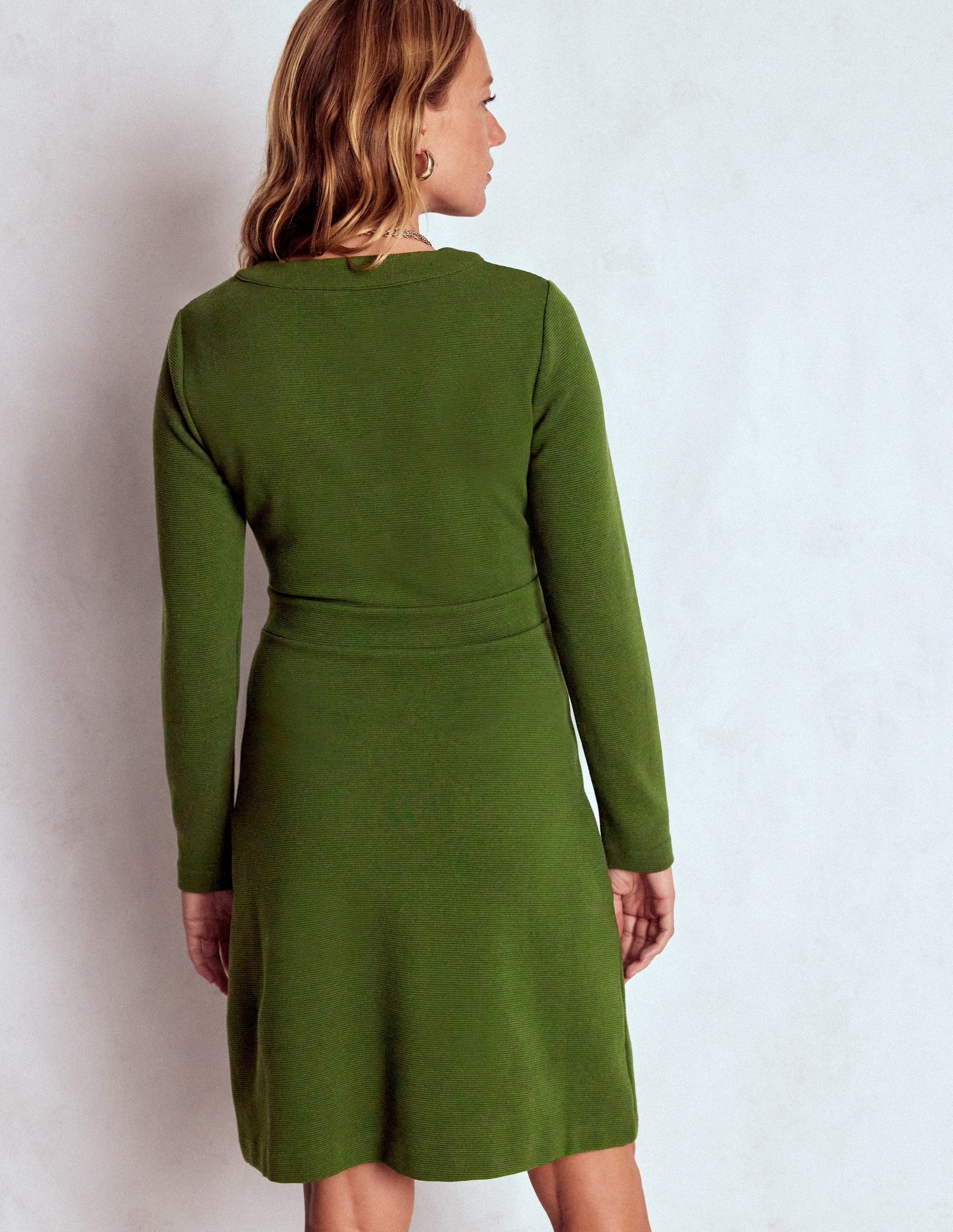 Lavinia Button Shift Dress-Douglas Fir-3