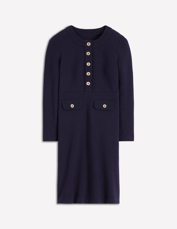 Lavinia Button Shift Dress-Navy | Boden Global