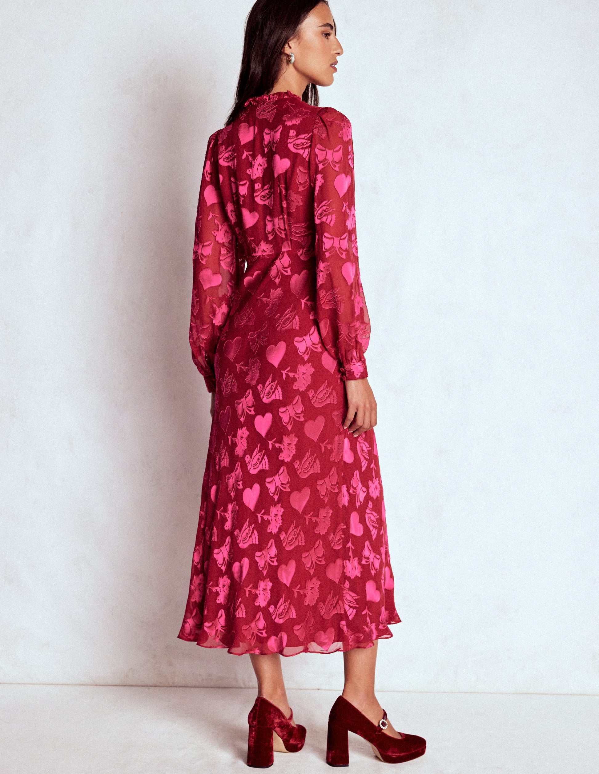 Cassie Devore Midi Tea Dress-Pink Peony, Dainty Medley-4