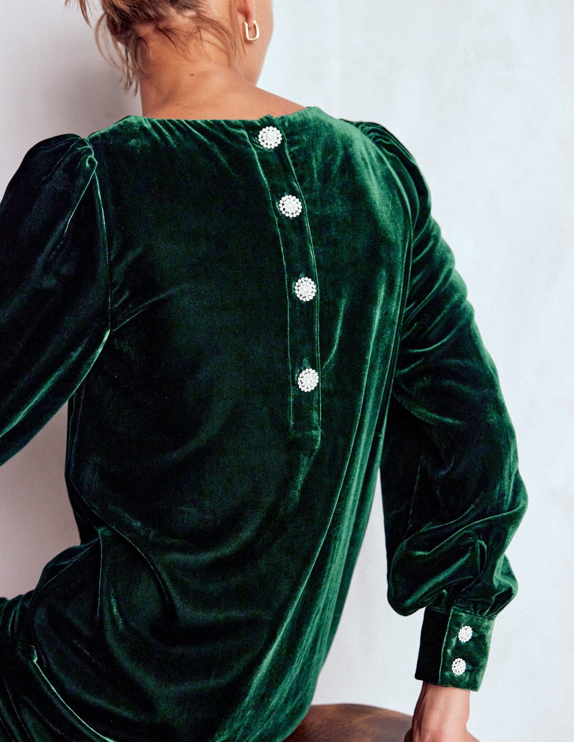 Estella Velvet Shift Dress-Emerald Night-3