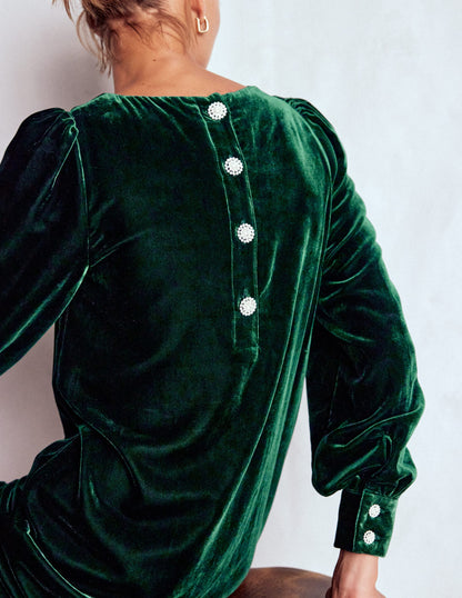 Estella Velvet Shift Dress-Emerald Night-3
