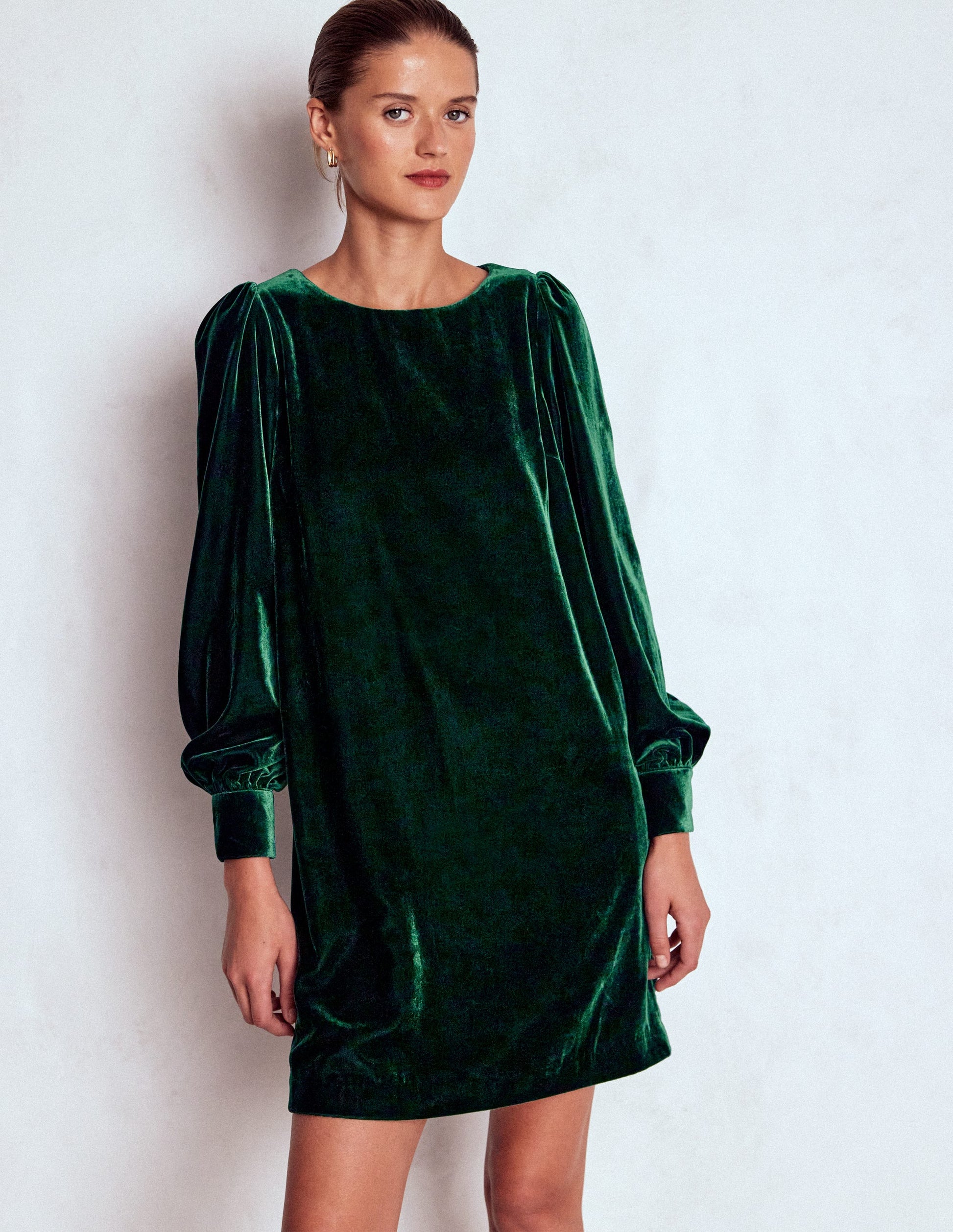 Estella Velvet Shift Dress-Emerald Night-5