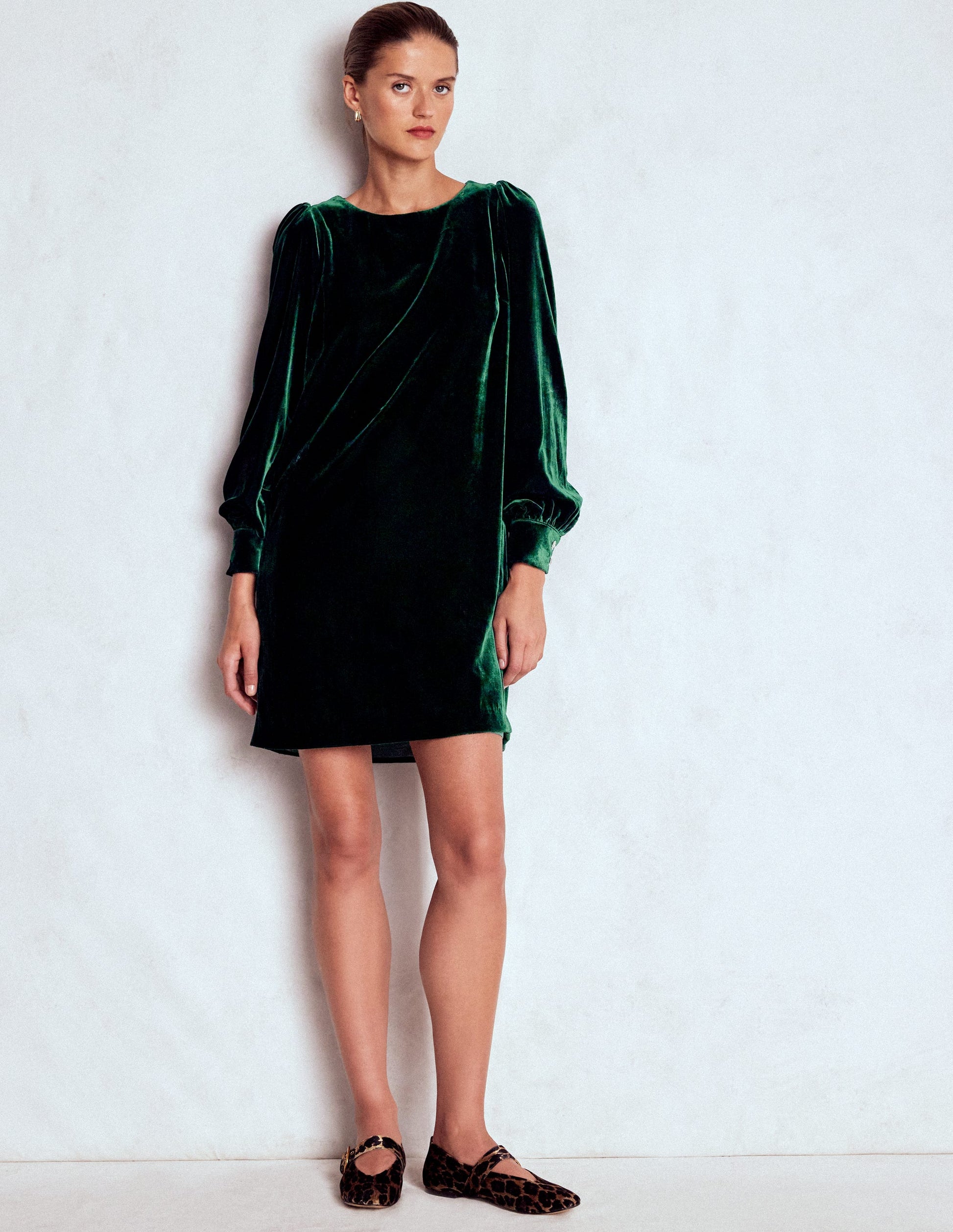 Estella Velvet Shift Dress-Emerald Night-6