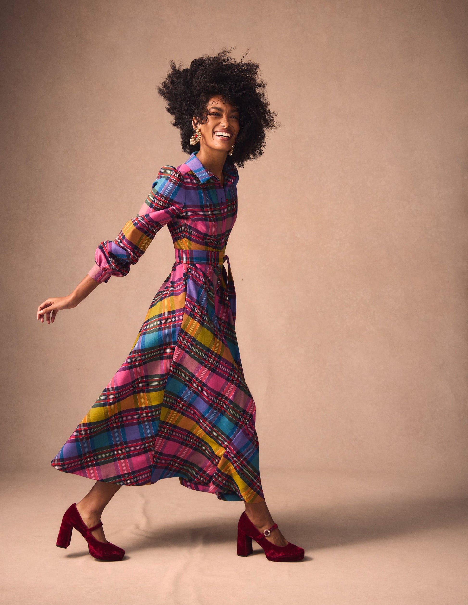 tartan midi dress Vivienne Check Midi Dress-Multi, Blanket Check