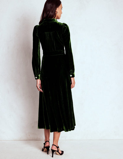 Vivienne Velvet Midi Dress-Green Fir-4