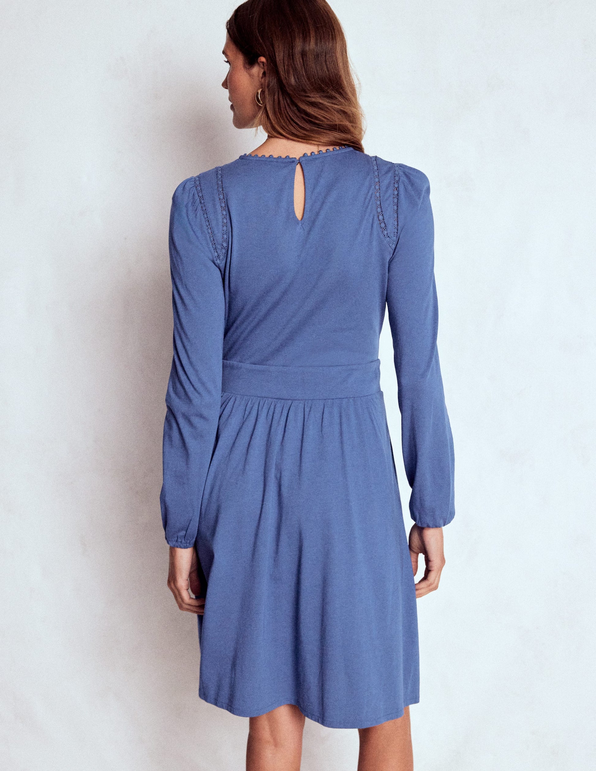 Mila Short Jersey Dress-Denim Blue-4