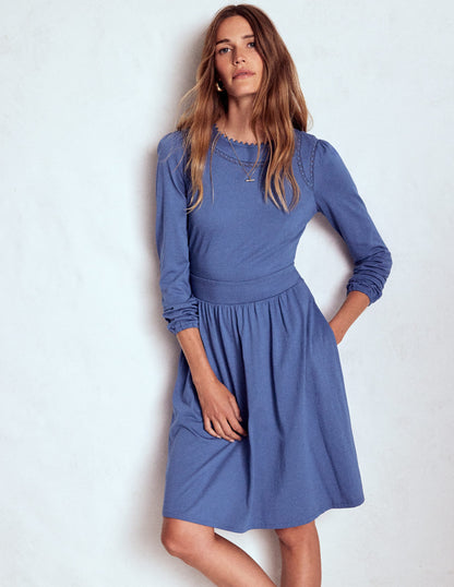 Mila Short Jersey Dress-Denim Blue-5