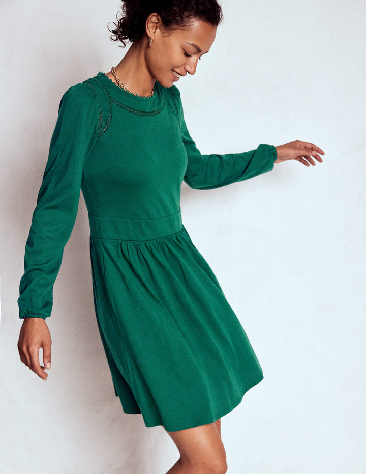 Mila Short Jersey Dress-Emerald Night