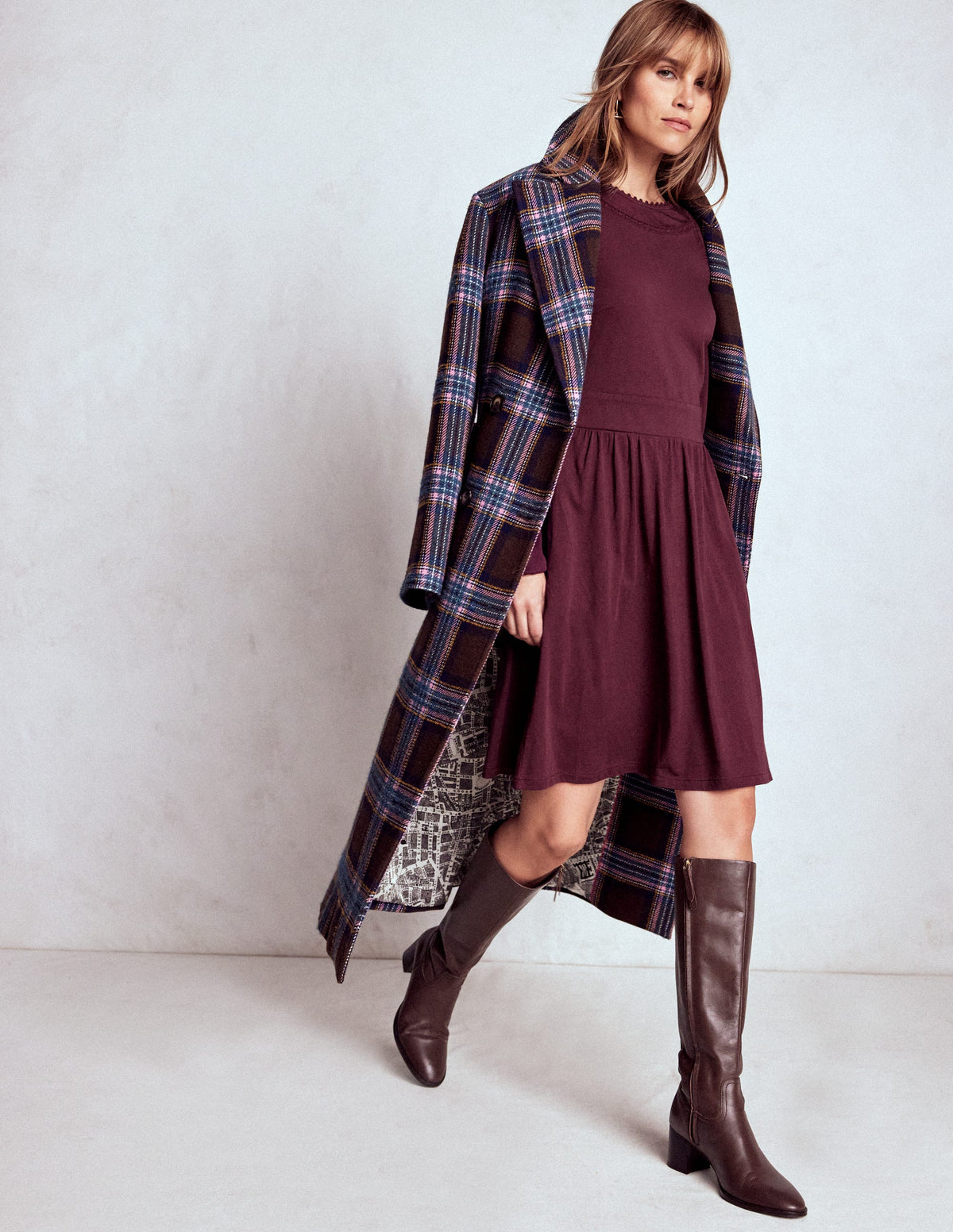 Mila Short Jersey Dress-Dark Cherry - Image 1
