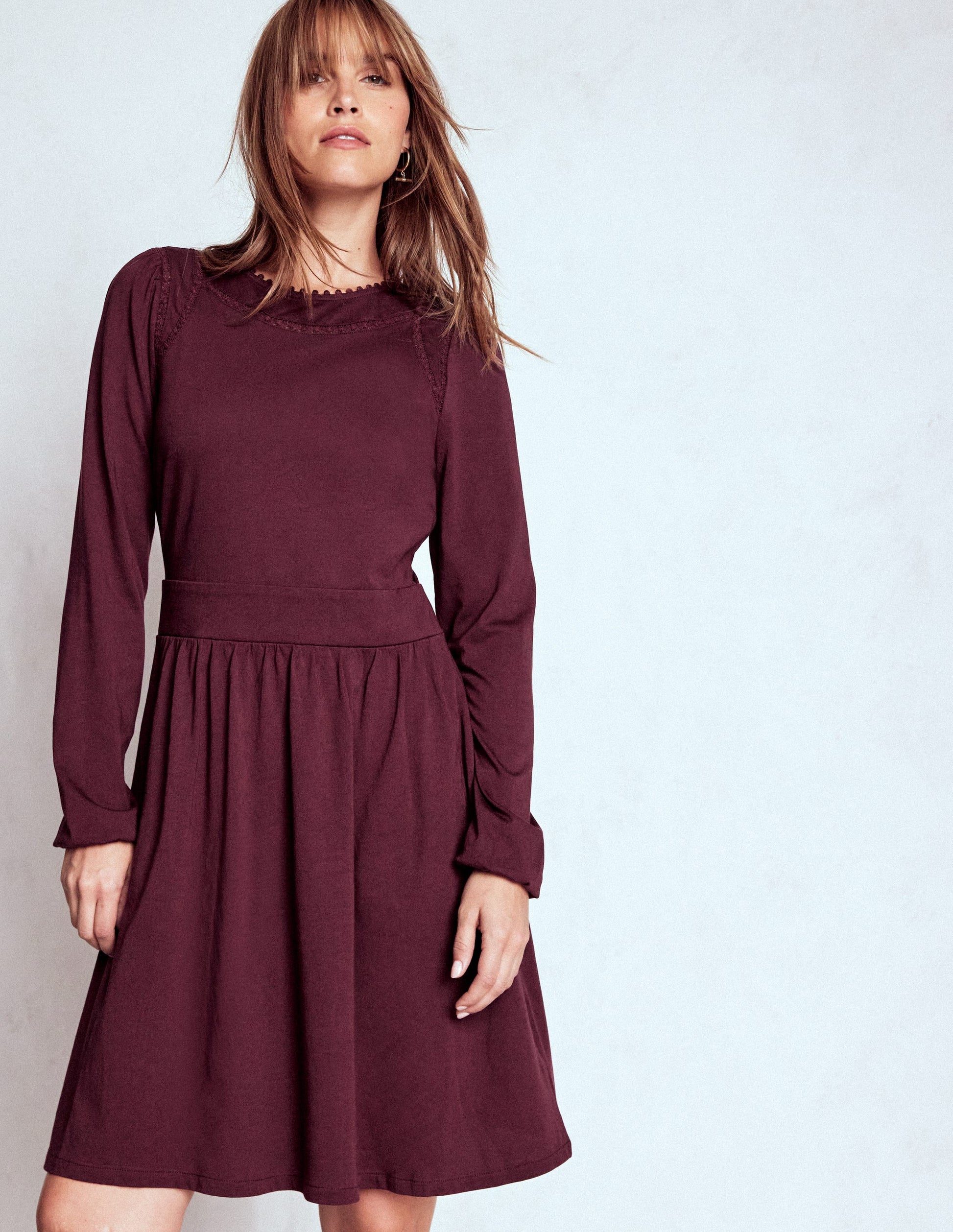 Mila Short Jersey Dress-Dark Cherry-4