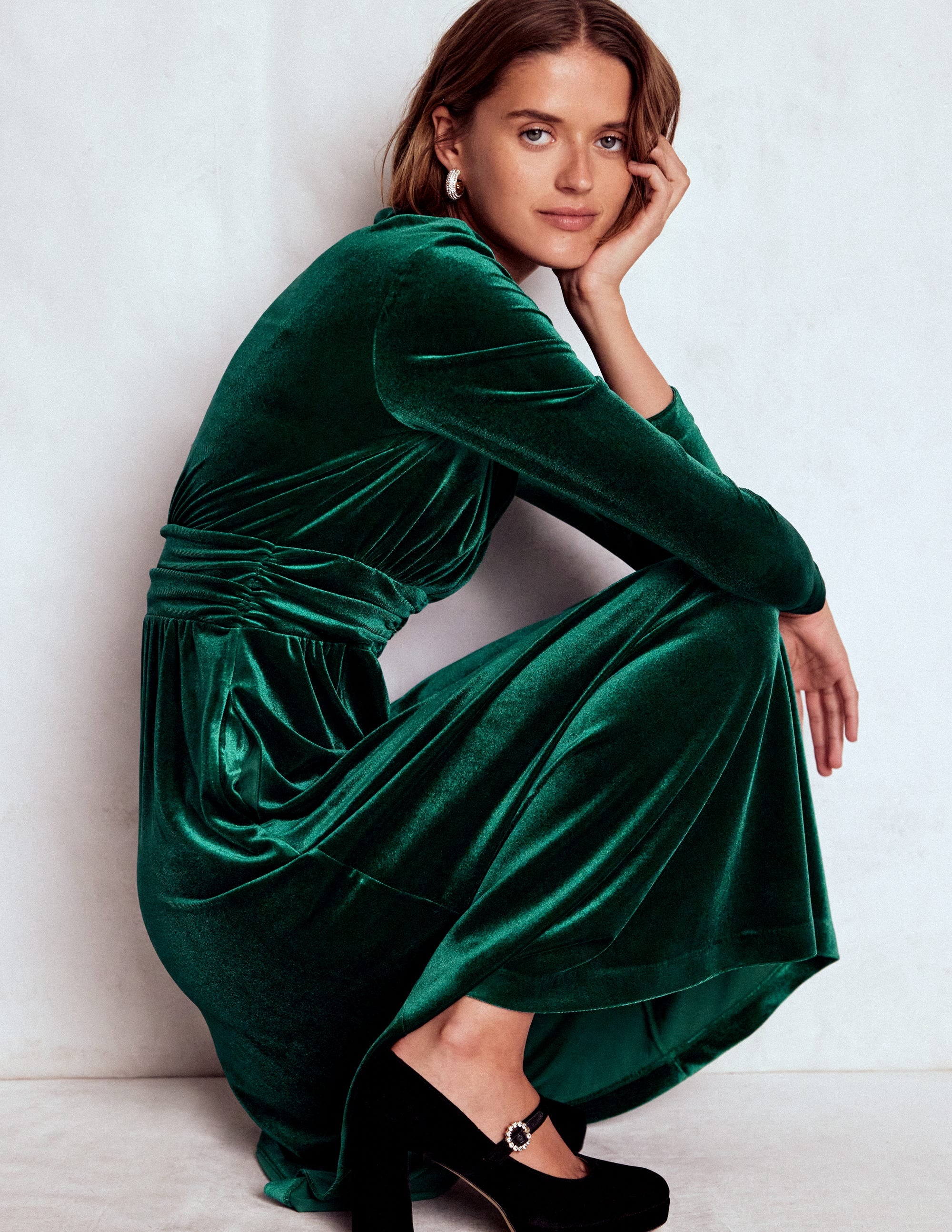 Tilda Velvet Midi Dress-Botanical Garden - Image 1