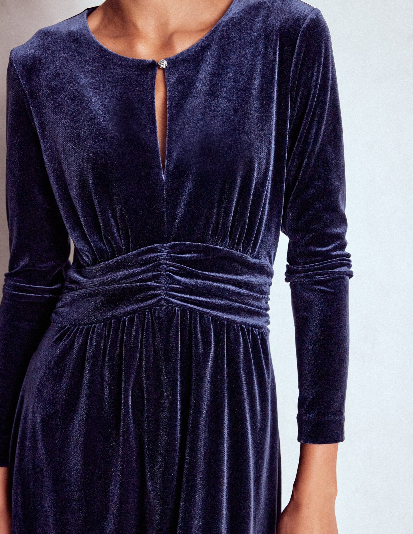 Tilda Velvet Midi Dress-Navy