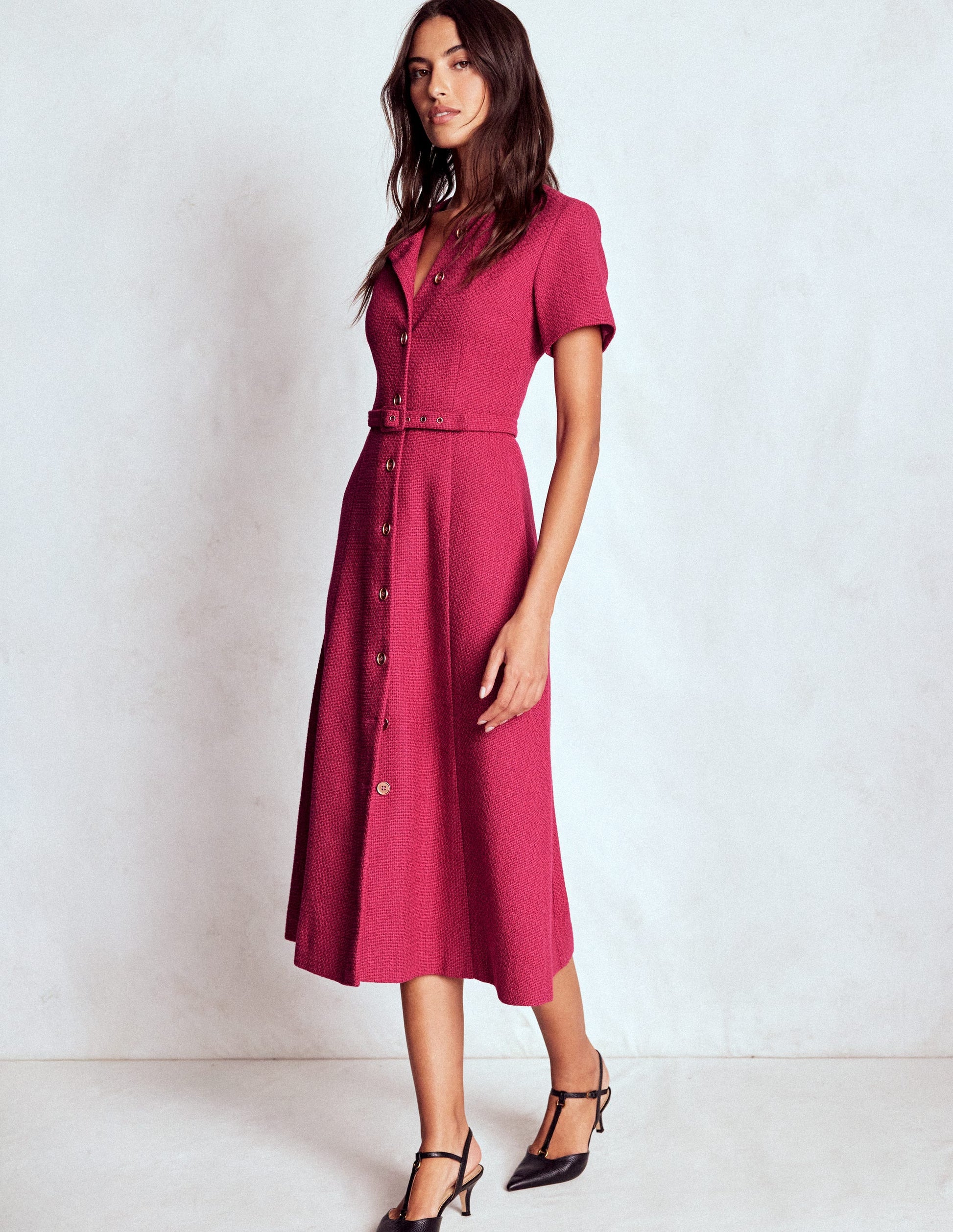 Charlotte Cotton Midi Dress-Bright Cherry-5