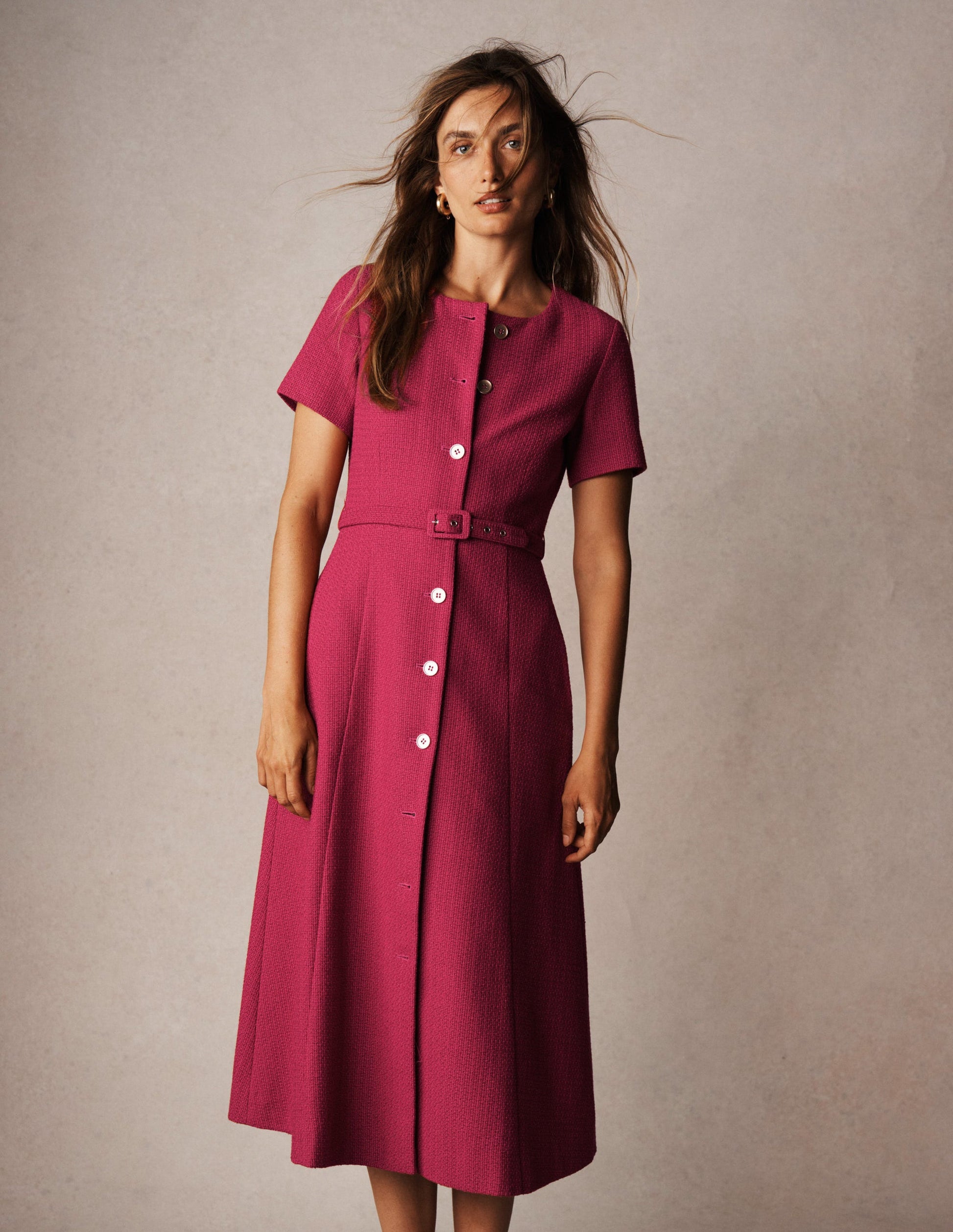 Charlotte Cotton Midi Dress-Bright Cherry-1