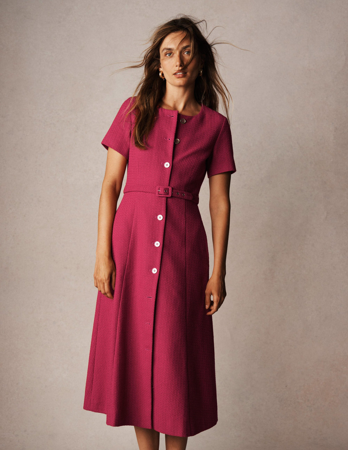 Charlotte Cotton Midi Dress-Bright Cherry - Image 6