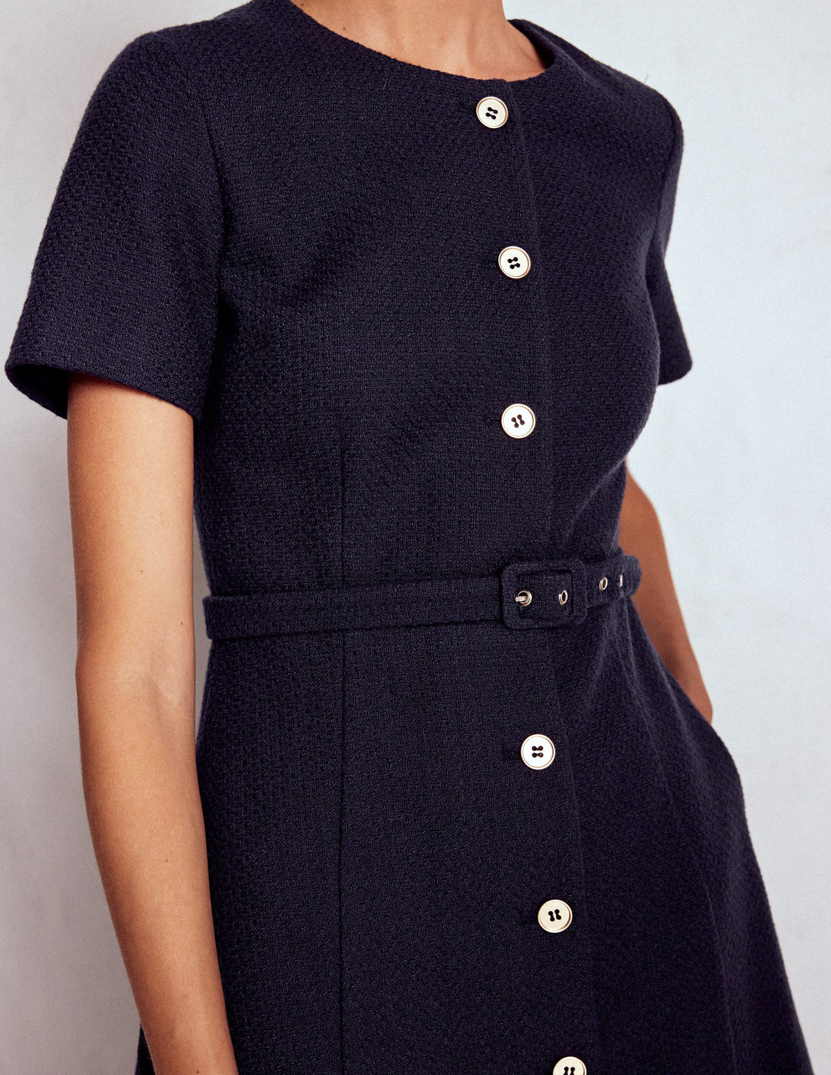 Charlotte Cotton Midi Dress-Navy - Image 2