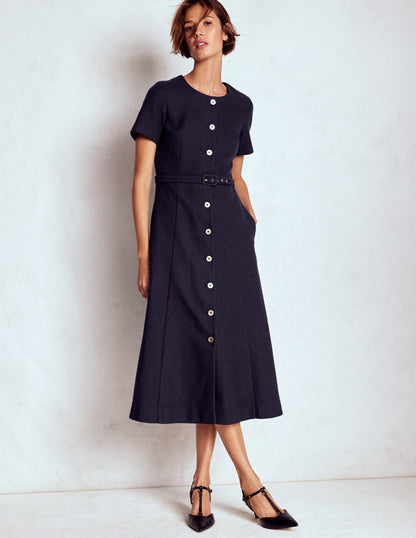 Charlotte Cotton Midi Dress-Navy-4