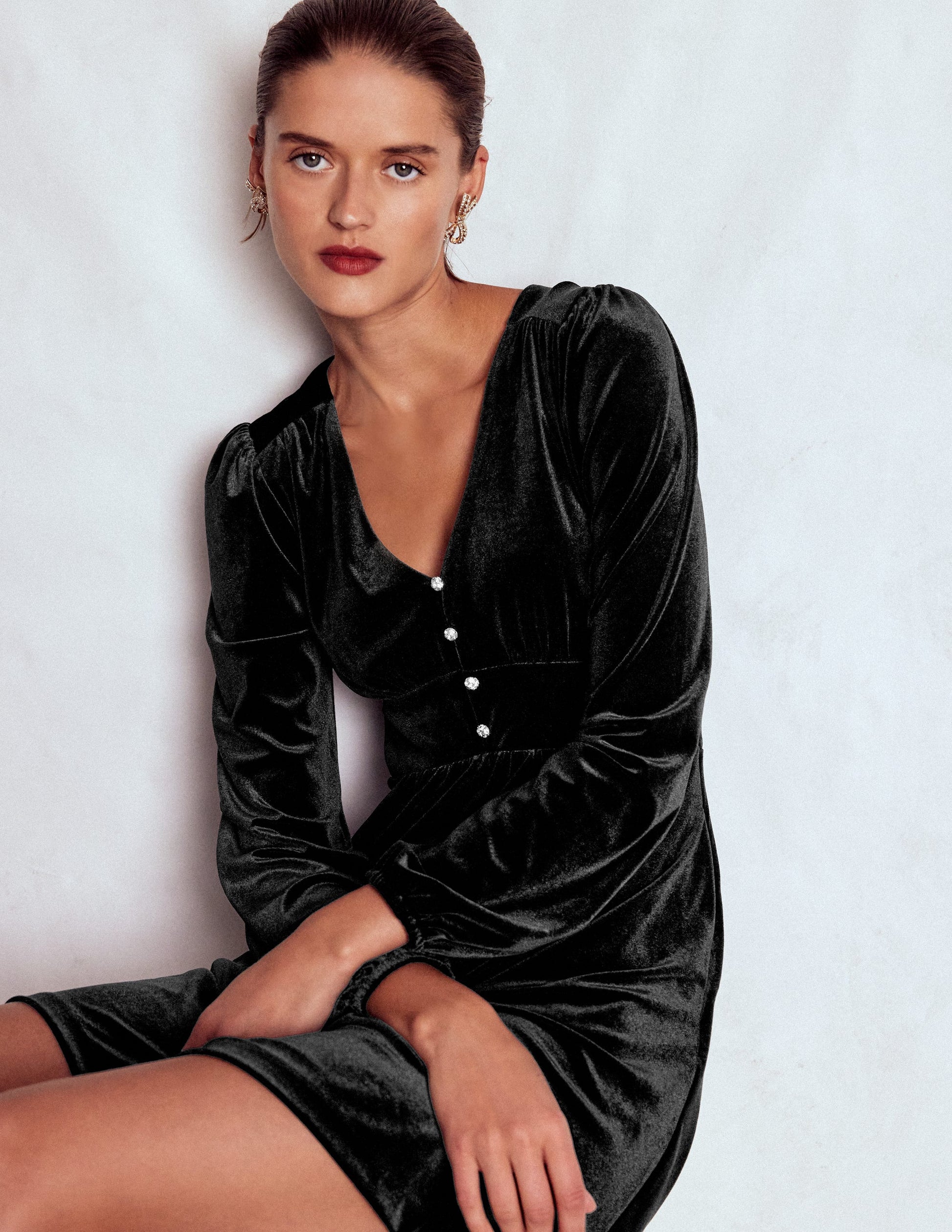 boden velvet dress Sweetheart Neckline Midi chic boat Boden Rita Velvet Dress, Blue