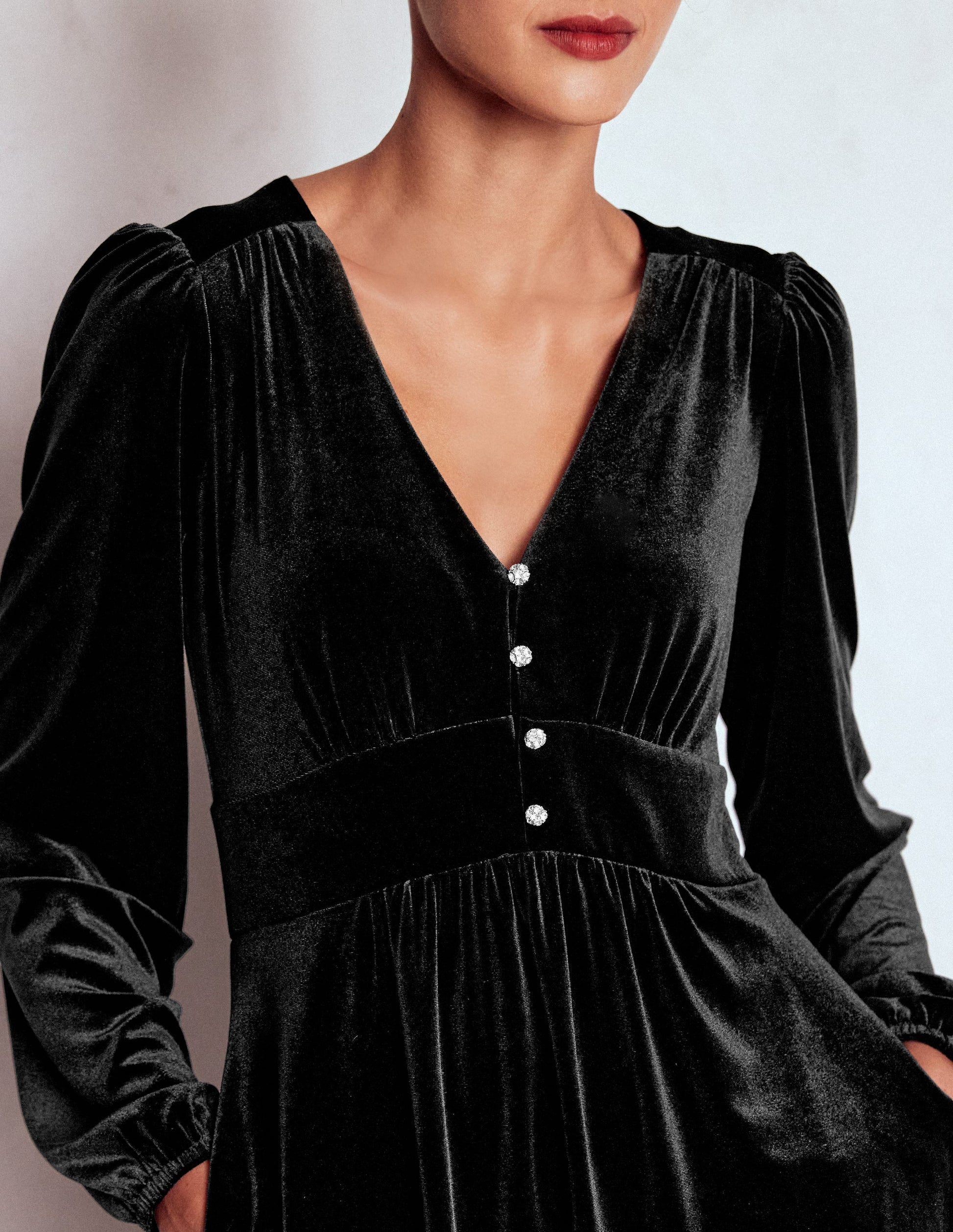 Jocelyn Short Velvet Dress-Black-3