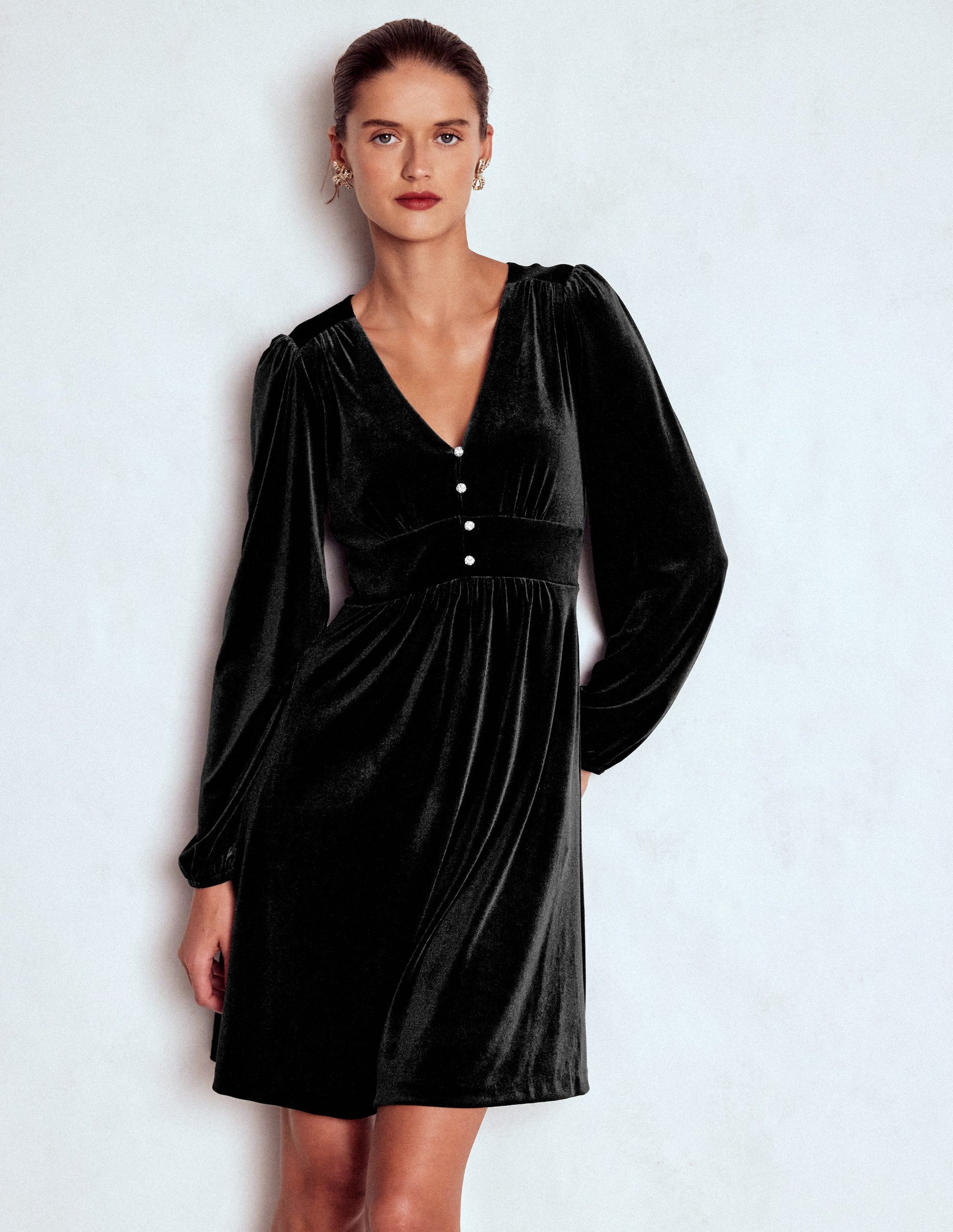 Jocelyn Short Velvet Dress-Black-5