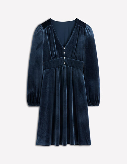 Jocelyn Short Velvet Dress-Midnight Ocean-5