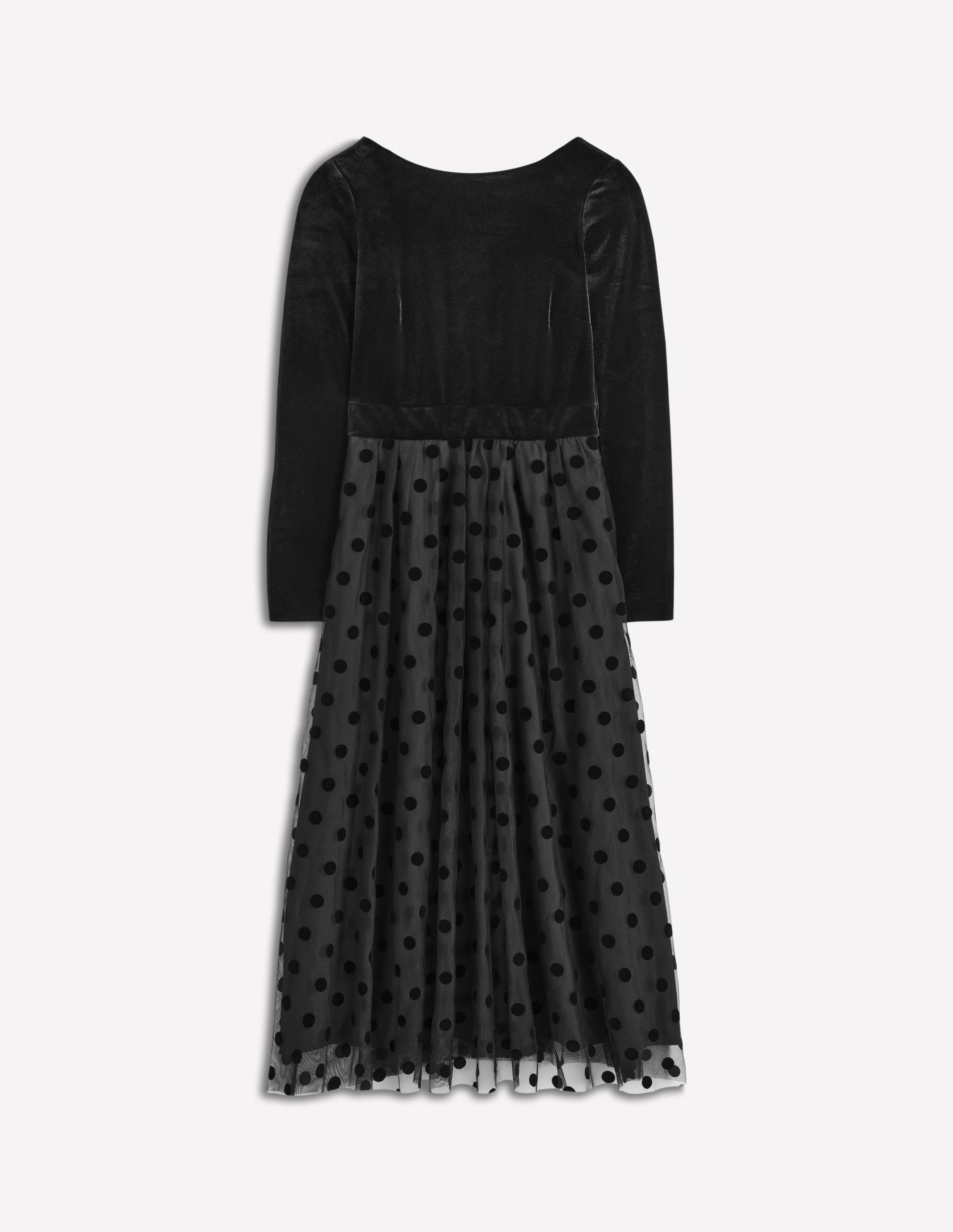 Velvet Bodice Jersey Dress-Black-7