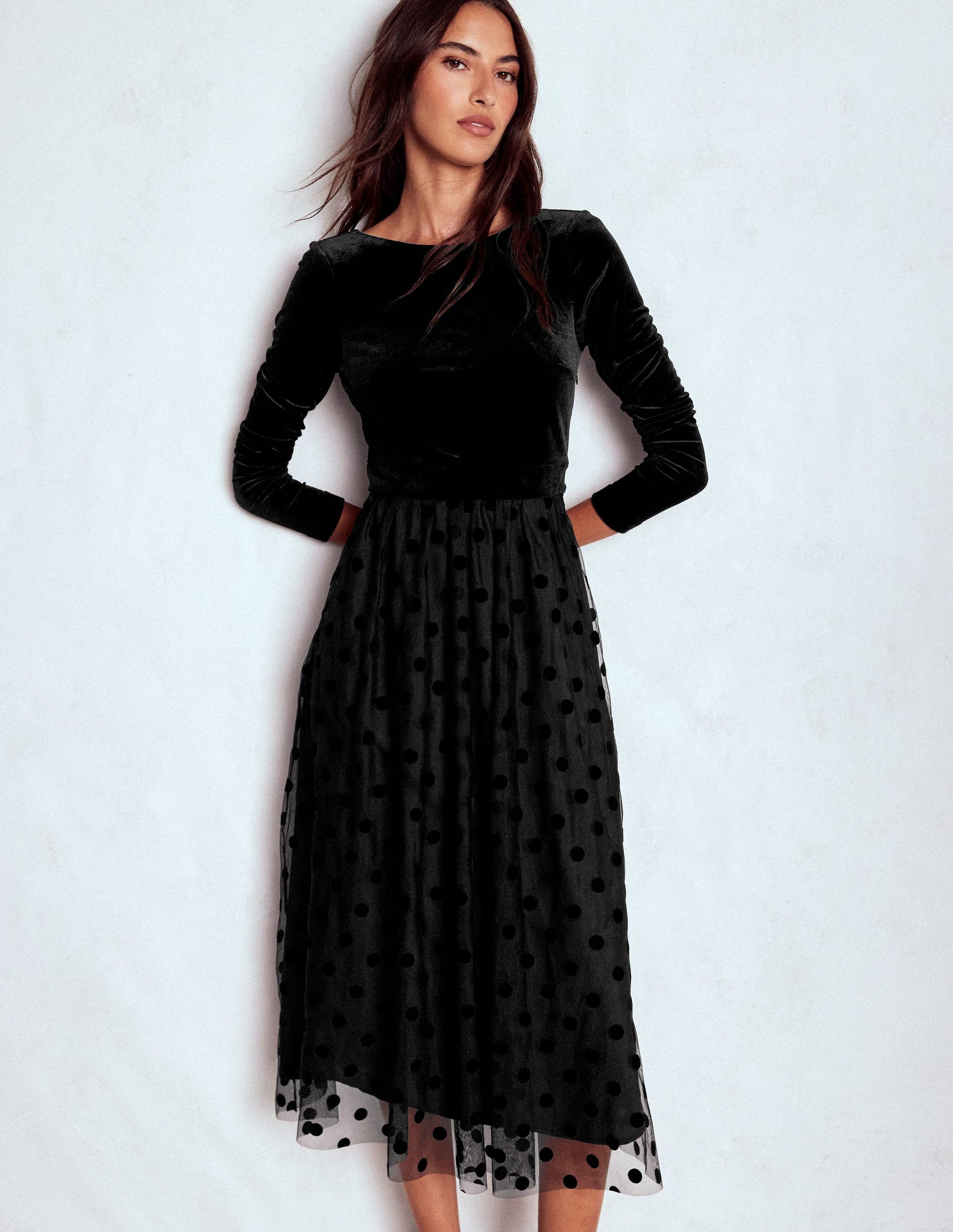 black dress boden Boden Women's Naomi Long Sleeve Jersey Dress in Black