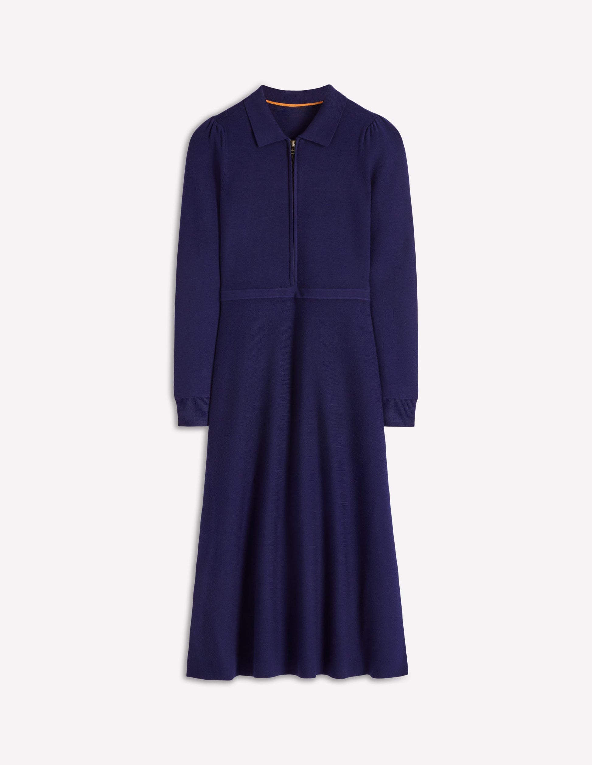 Fiona Zip Front Knitted Dress-Navy-6