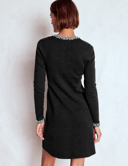 Embellished Knitted Dress-Black-4