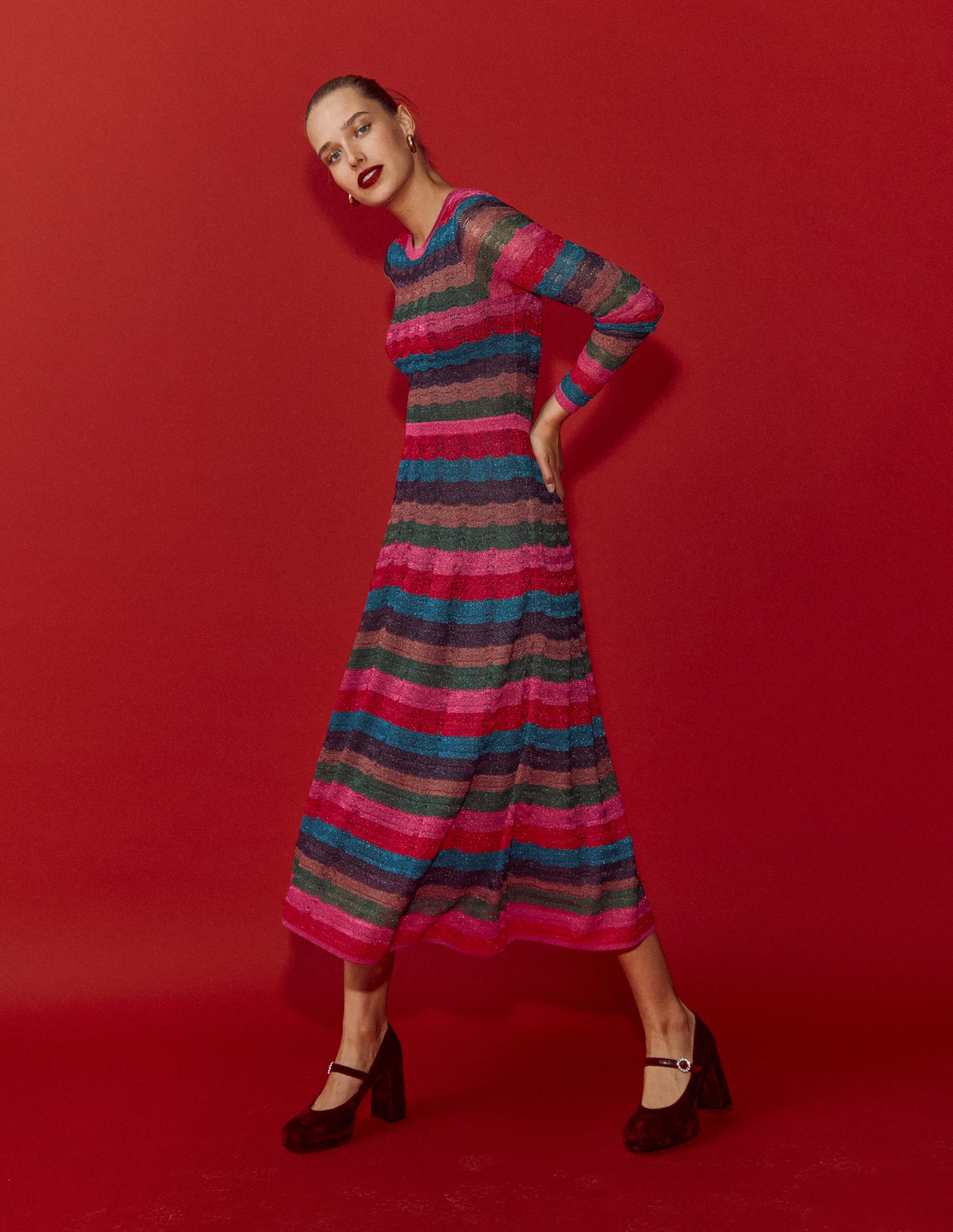 Metallic Wave Dress-Multi Stripe - Image 1
