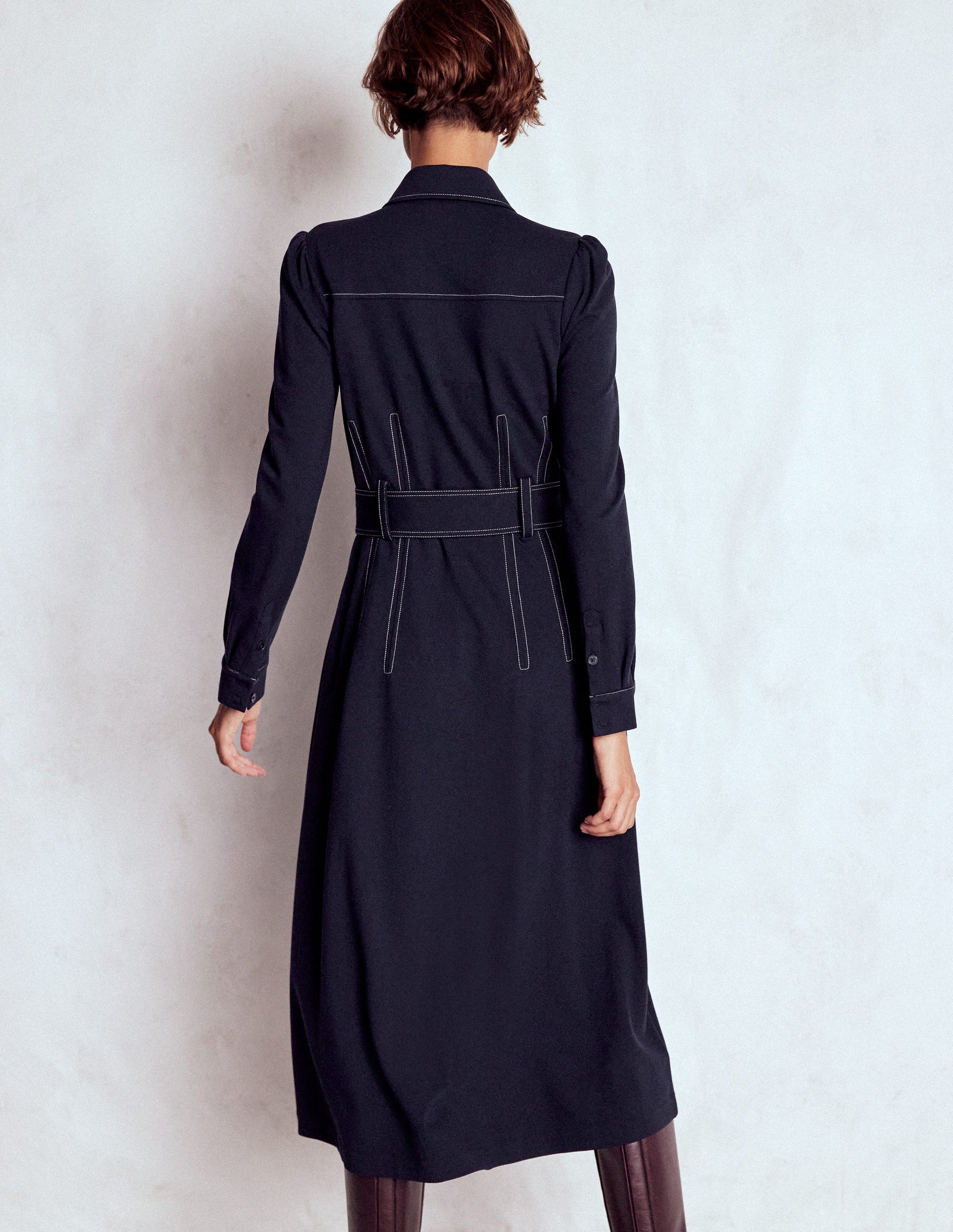 anita long sleeve shirt dress Anita Long Sleeve Shirt Dress-Black, Painted Dot