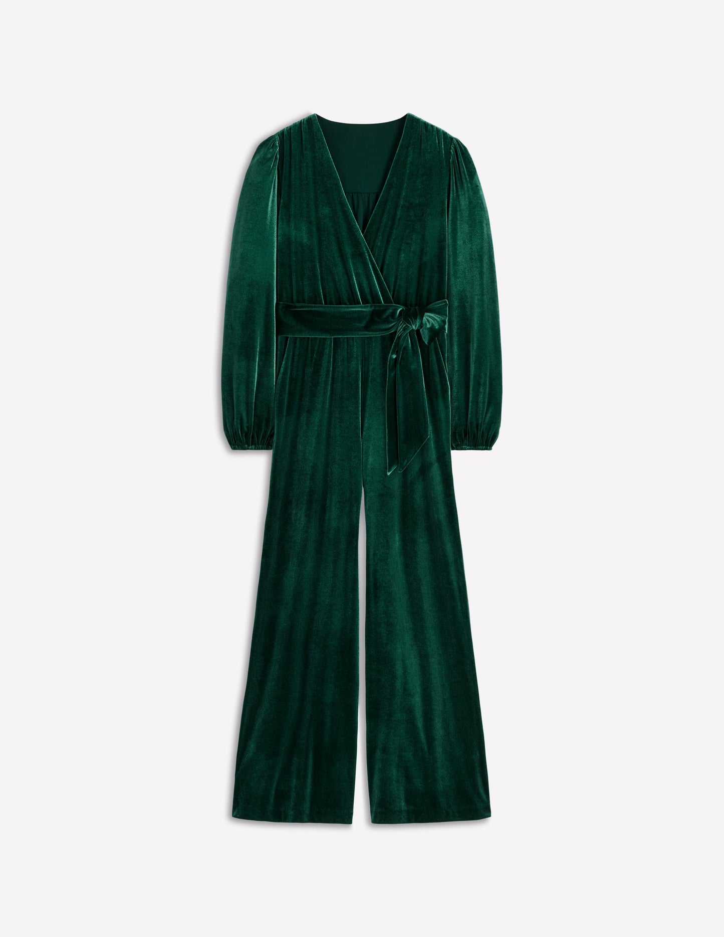Jersey Velvet Wrap Jumpsuit-Emerald Night