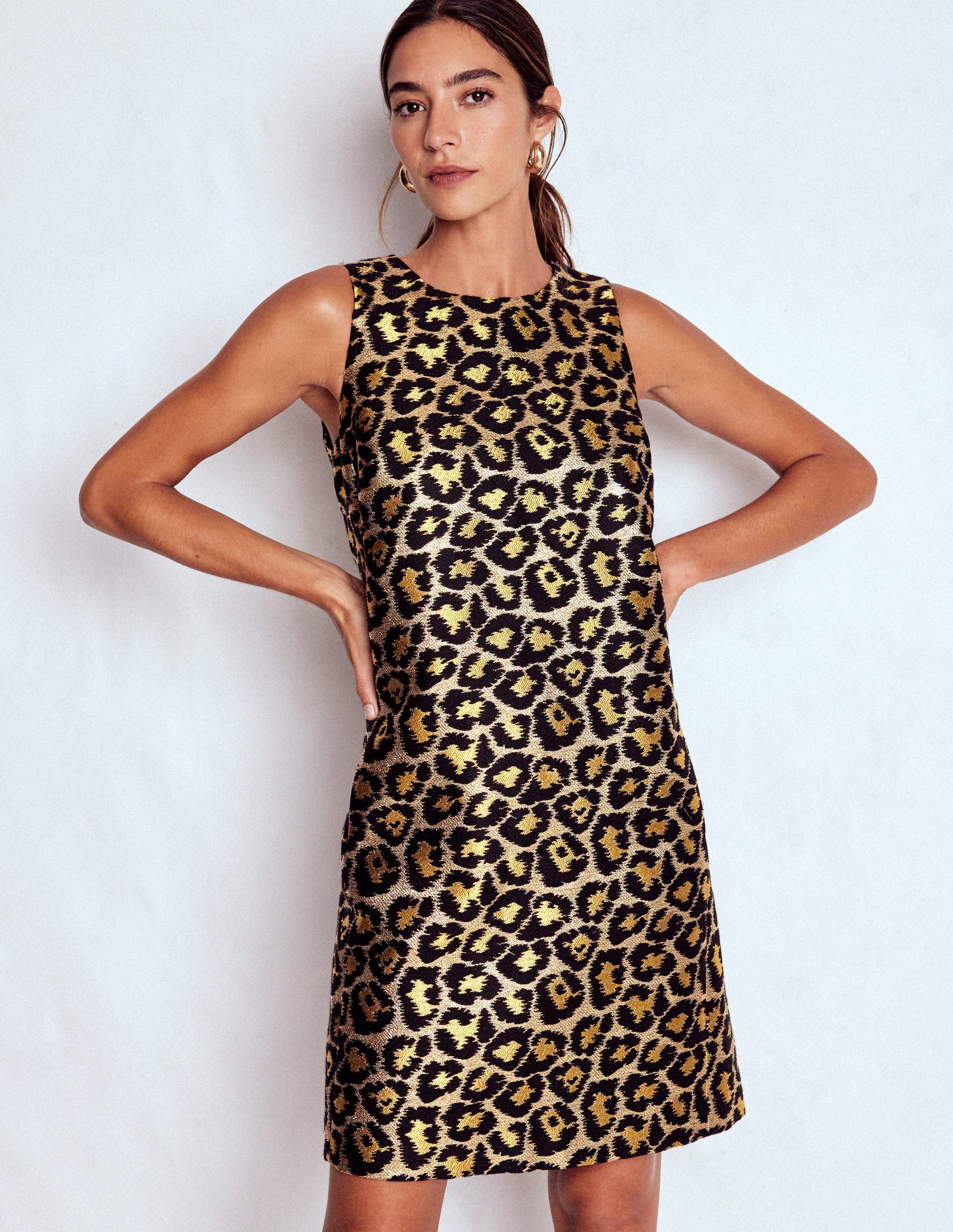 Metallic Leopard Shift Dress-Metallic Leopard-3