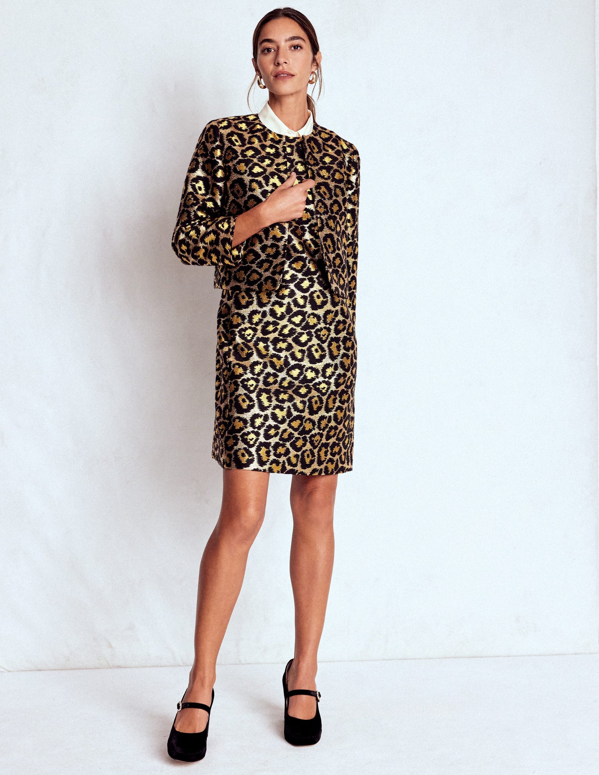 Metallic Leopard Shift Dress-Metallic Leopard-4