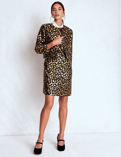 Metallic Leopard Shift Dress-Metallic Leopard-4