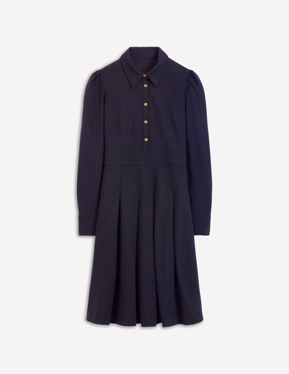 Catrin Short Ponte Shirt Dress-Navy-6