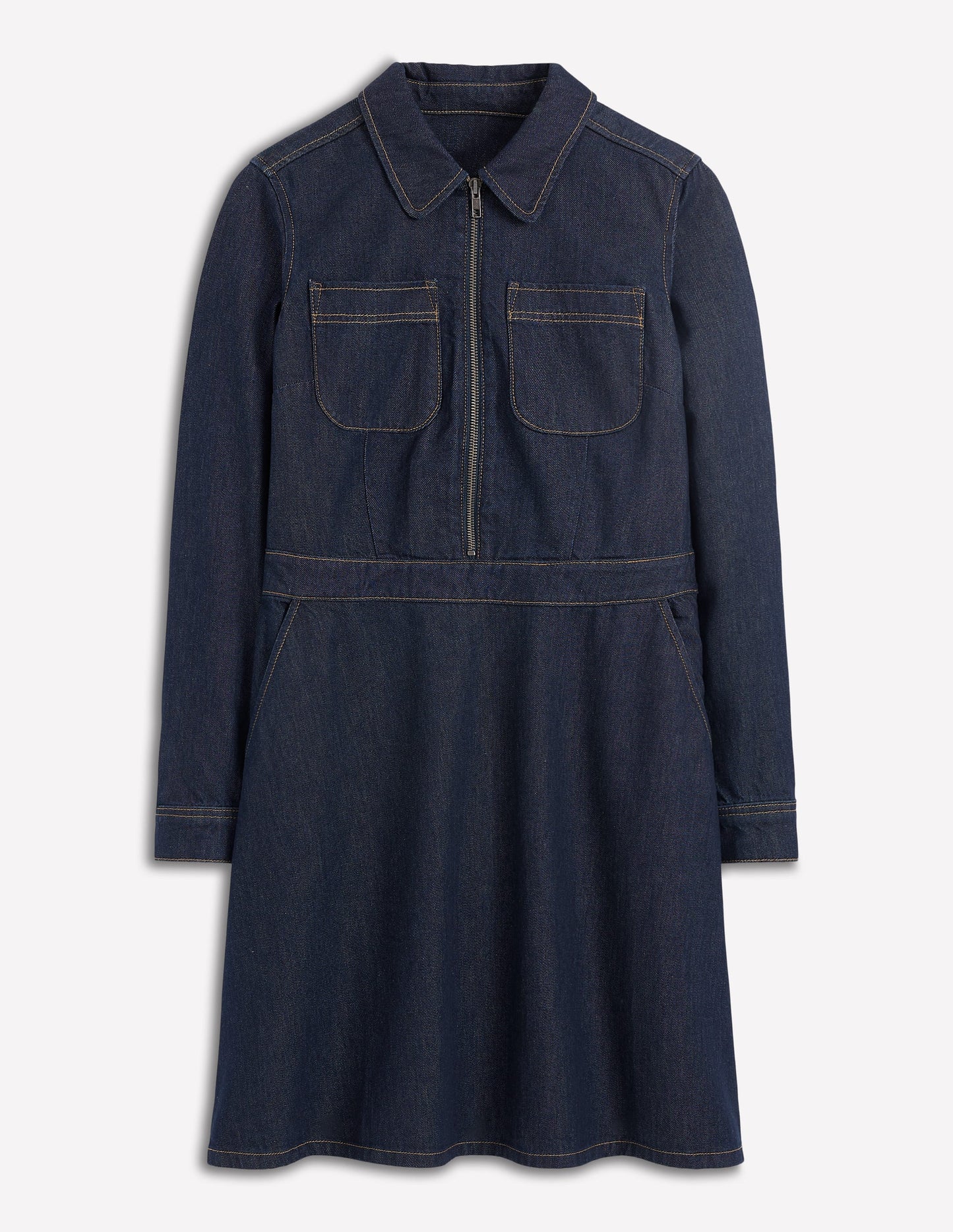 Flippy Denim Short Dress-Indigo Denim