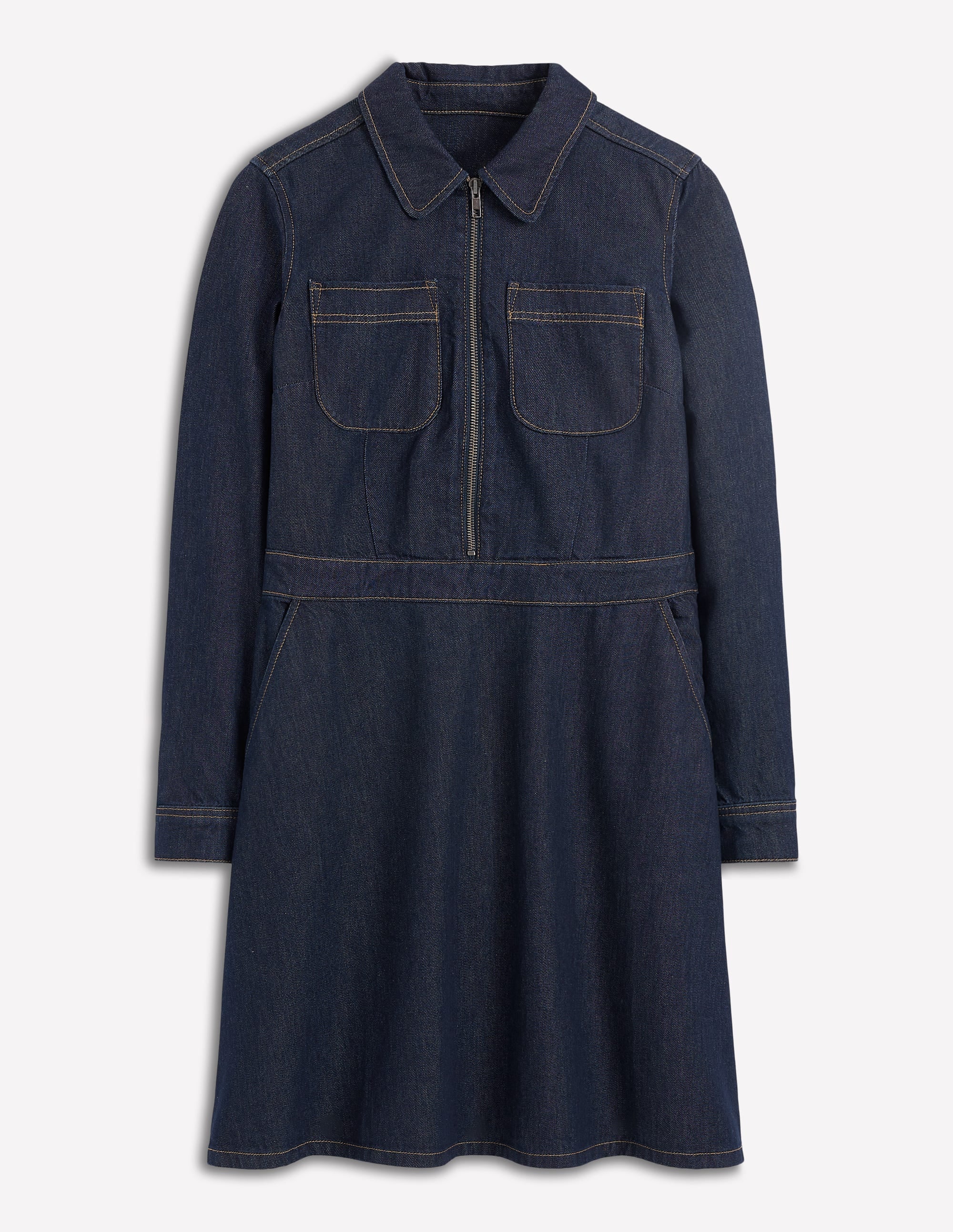 Flippy Denim Shirt Dress-Indigo Denim - Image 6
