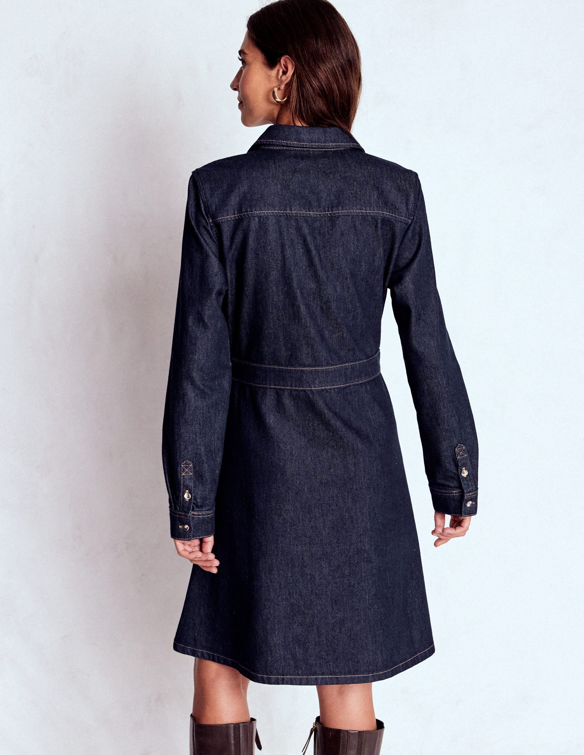 Flippy Denim Shirt Dress-Indigo Denim - Image 3