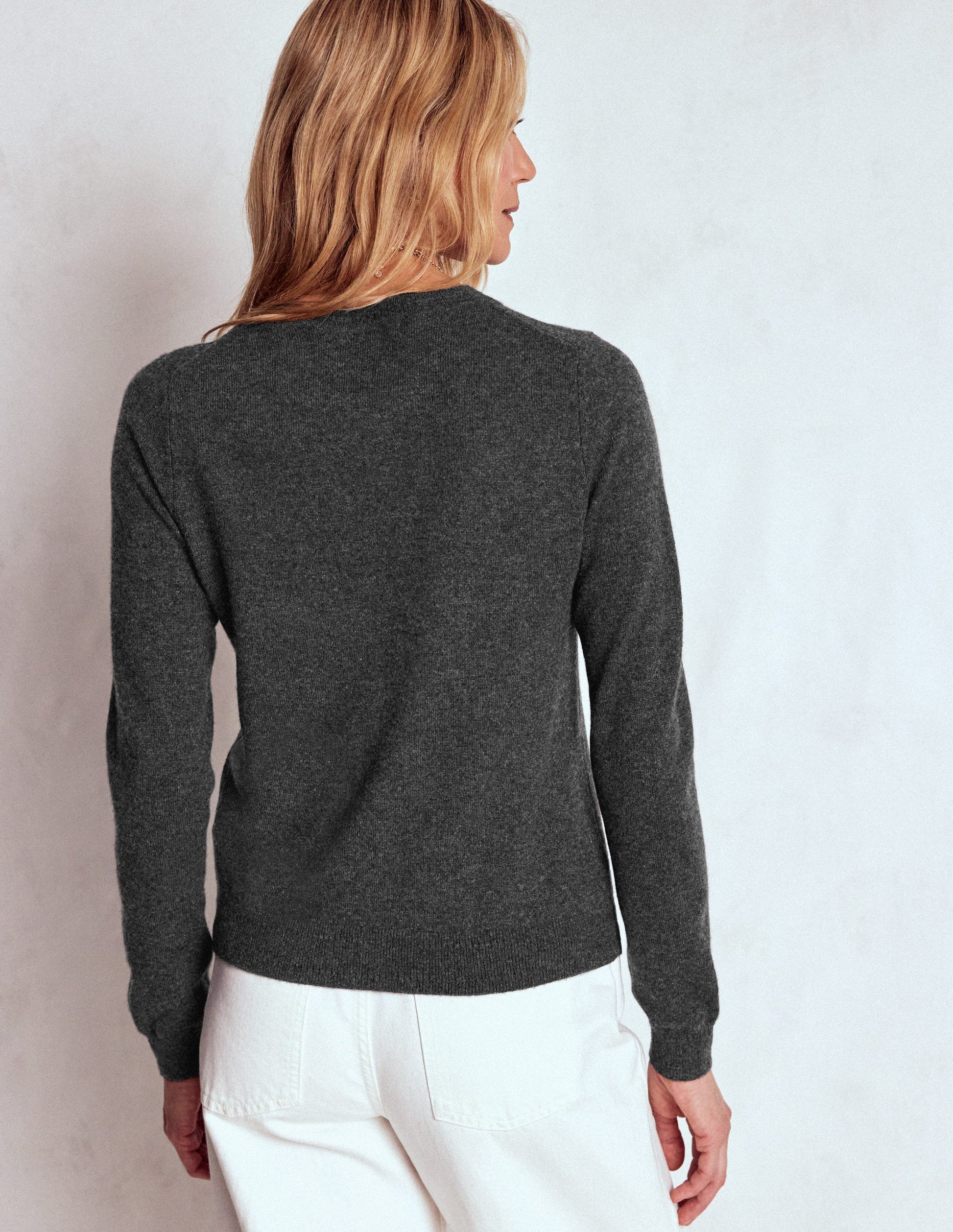Eva Cashmere Crew Neck Jumper-Charcoal Melange-3