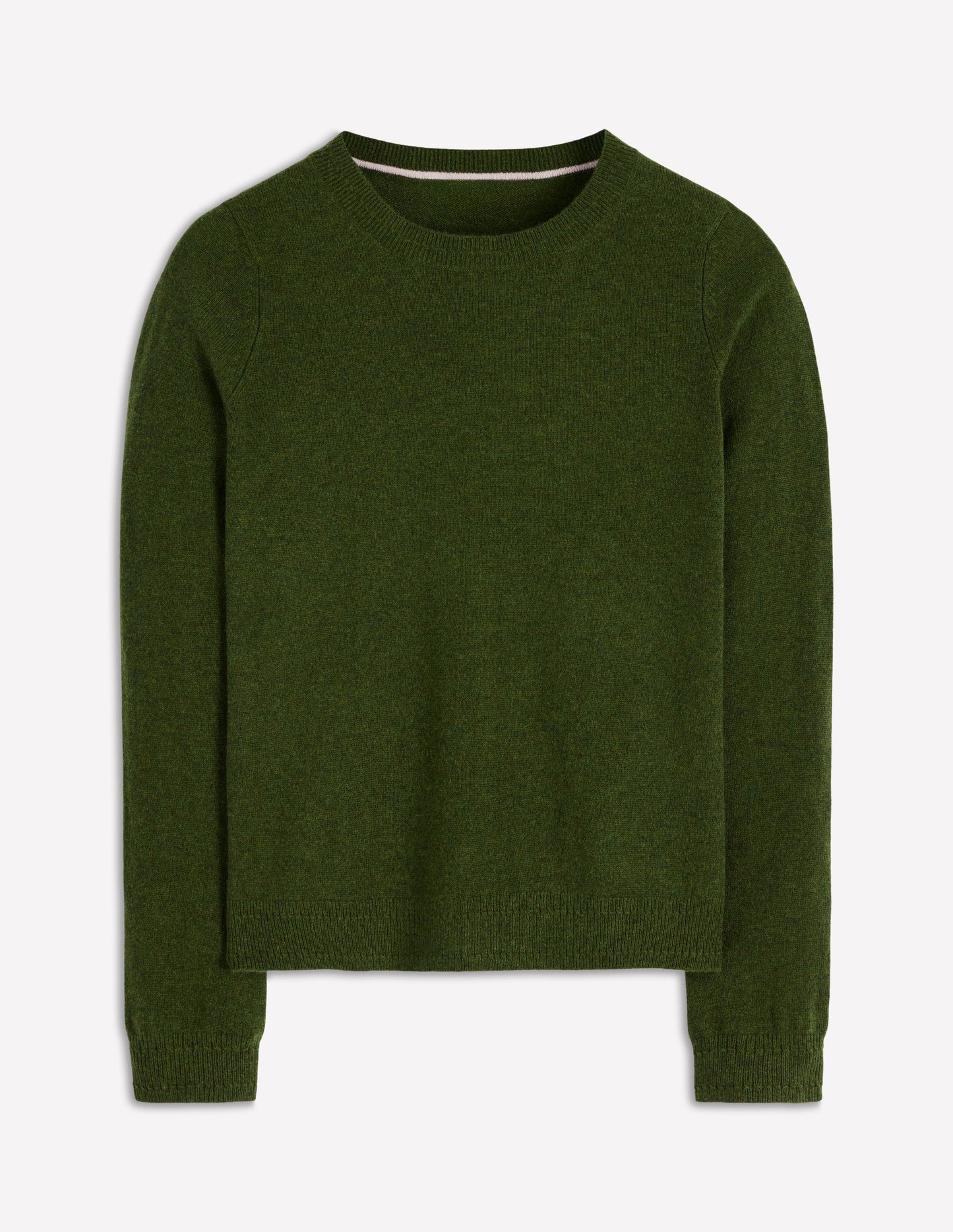 Eva Cashmere Crew Neck Jumper-Leaf Green Melange