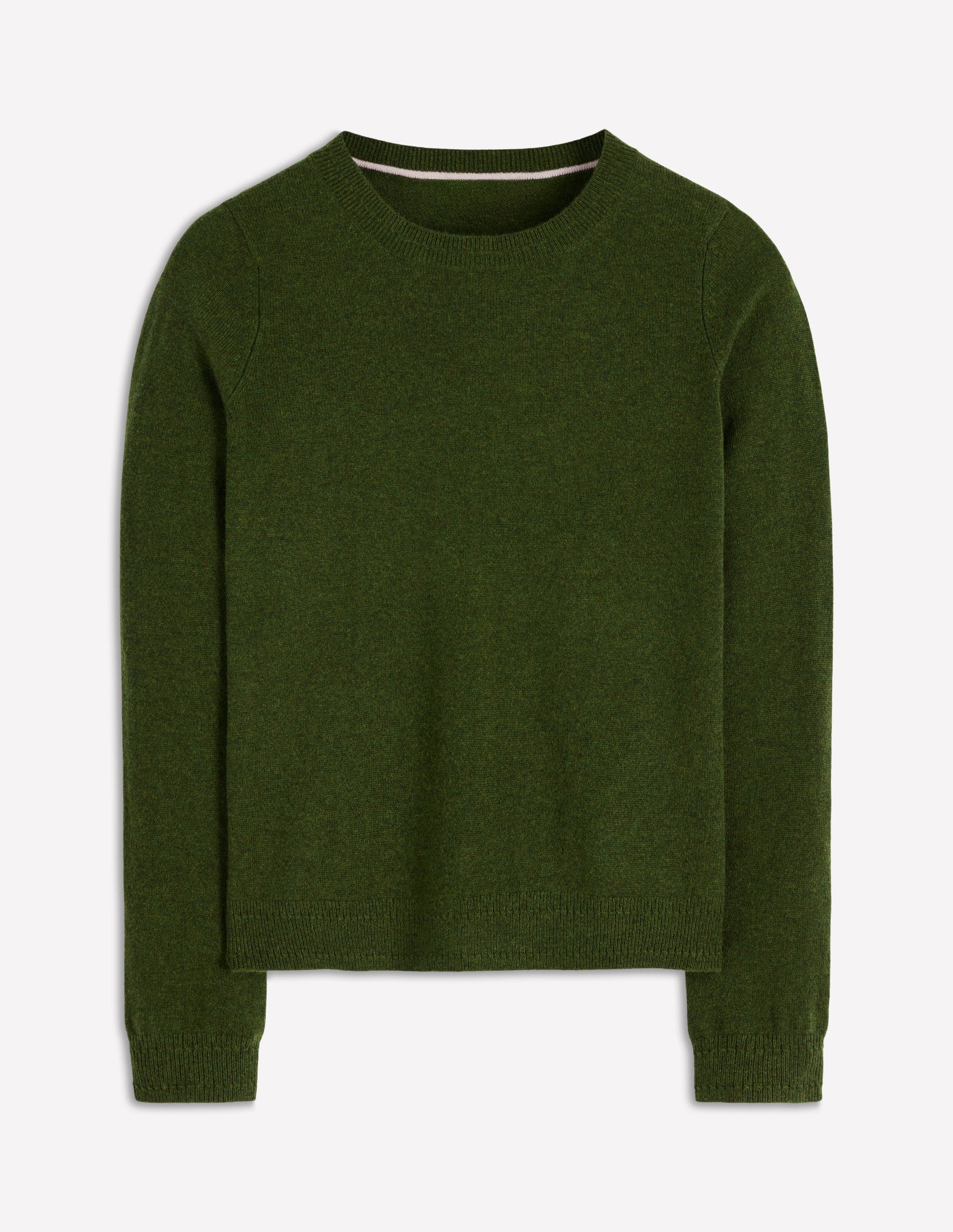 Eva Cashmere Crew Neck Jumper-Leaf Green Melange-6